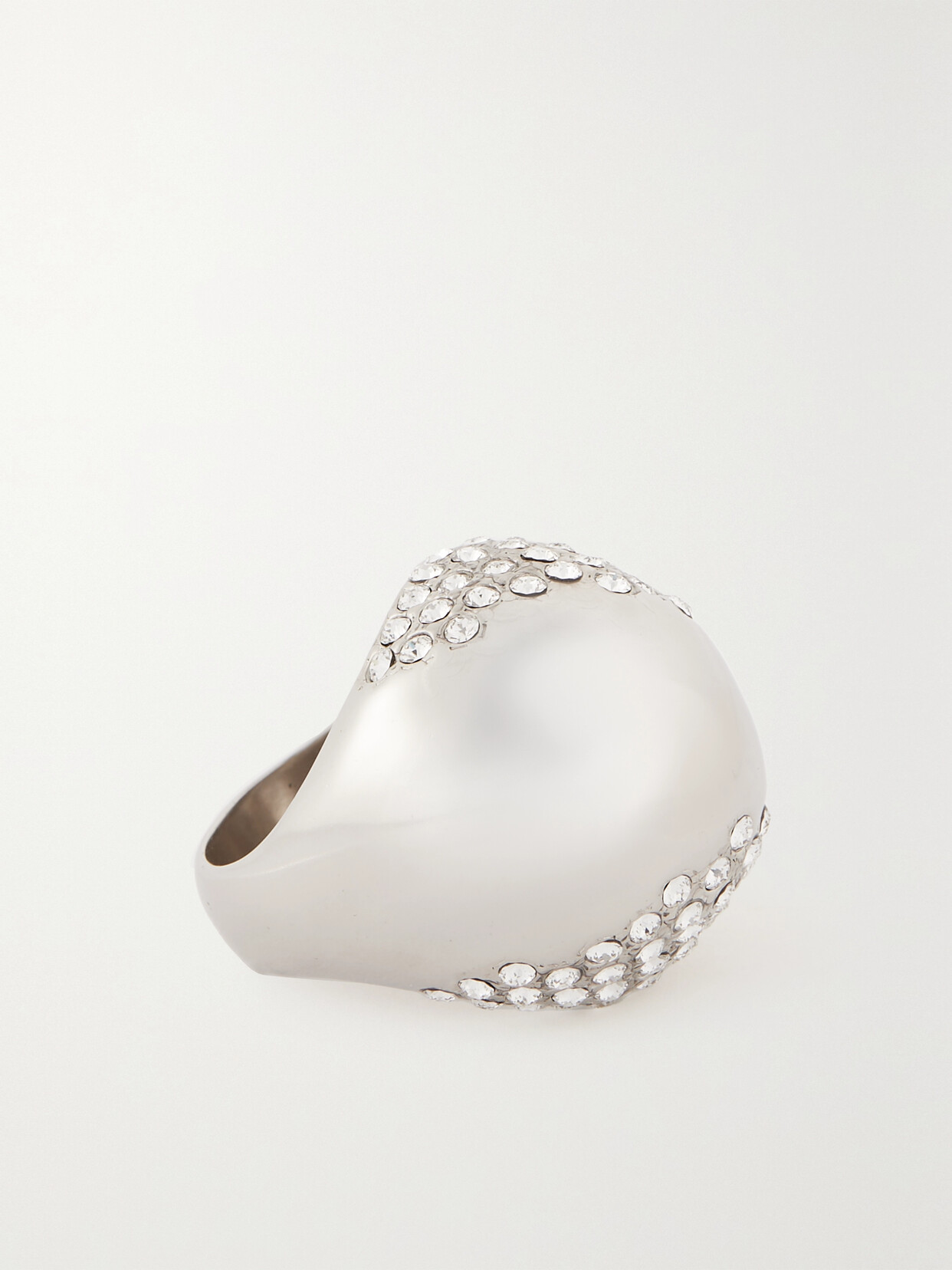 SAINT LAURENT - Silver-tone Crystal Ring - 6