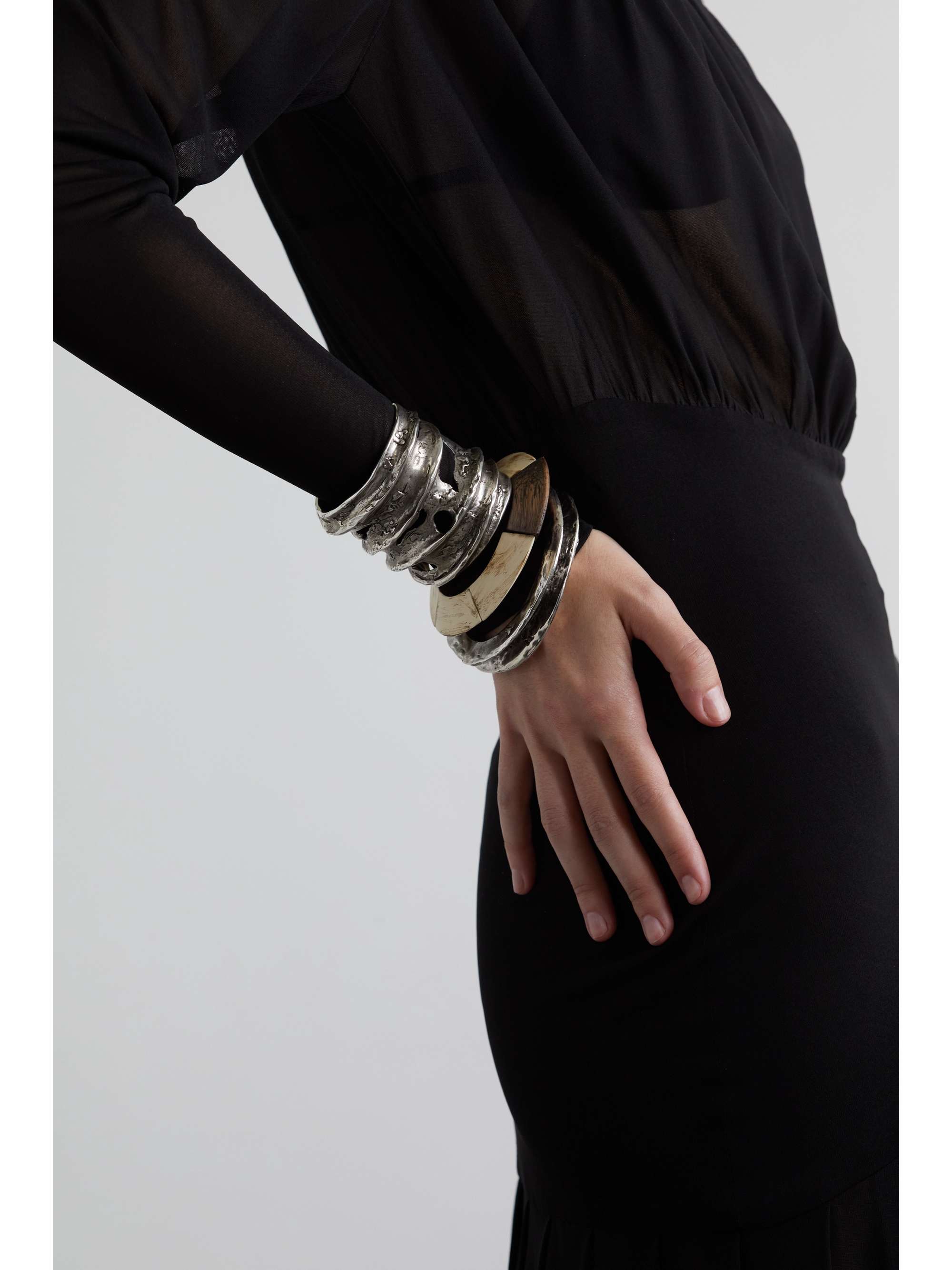 SAINT LAURENT Silvertone cuff NETAPORTER