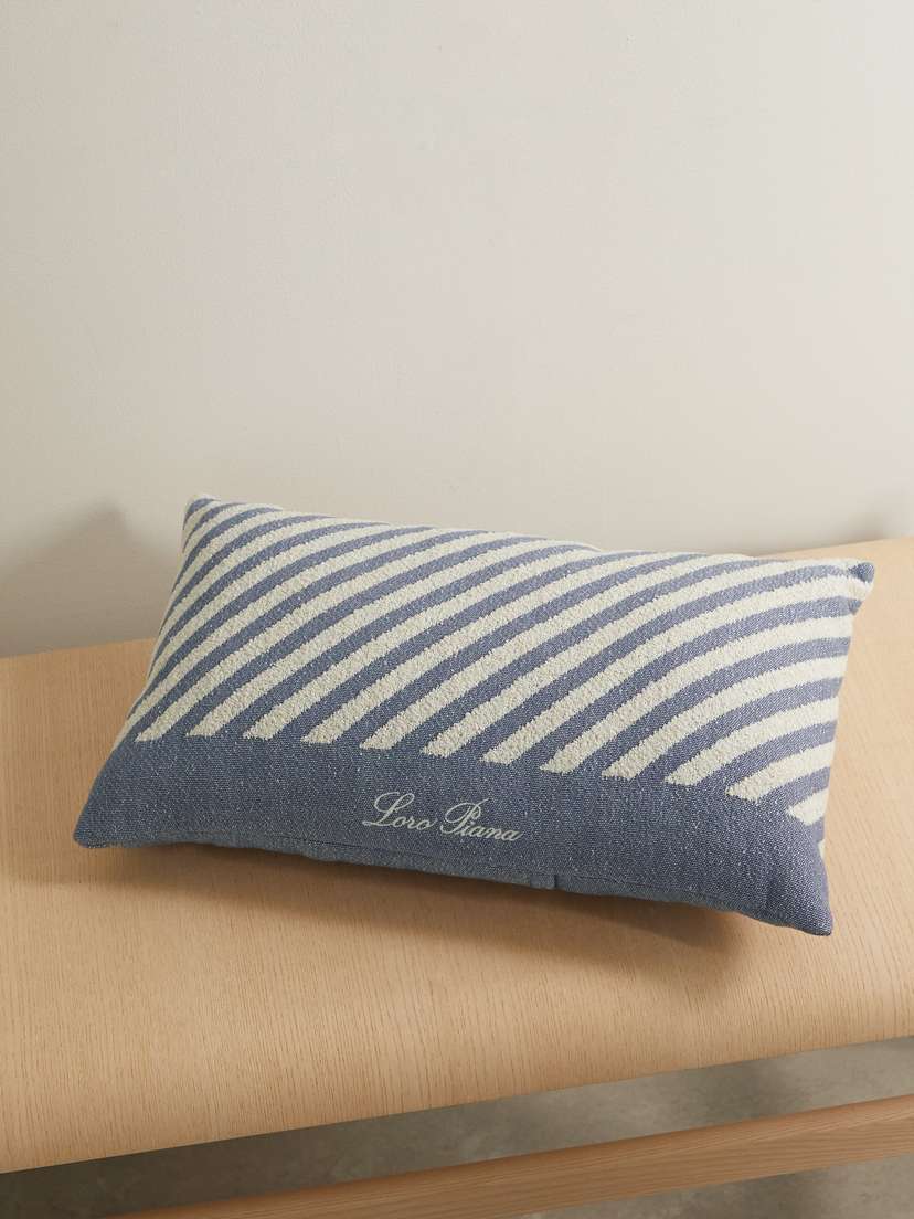 Loro Piana Moai Striped Cotton-blend Bouclé Beach Pillow