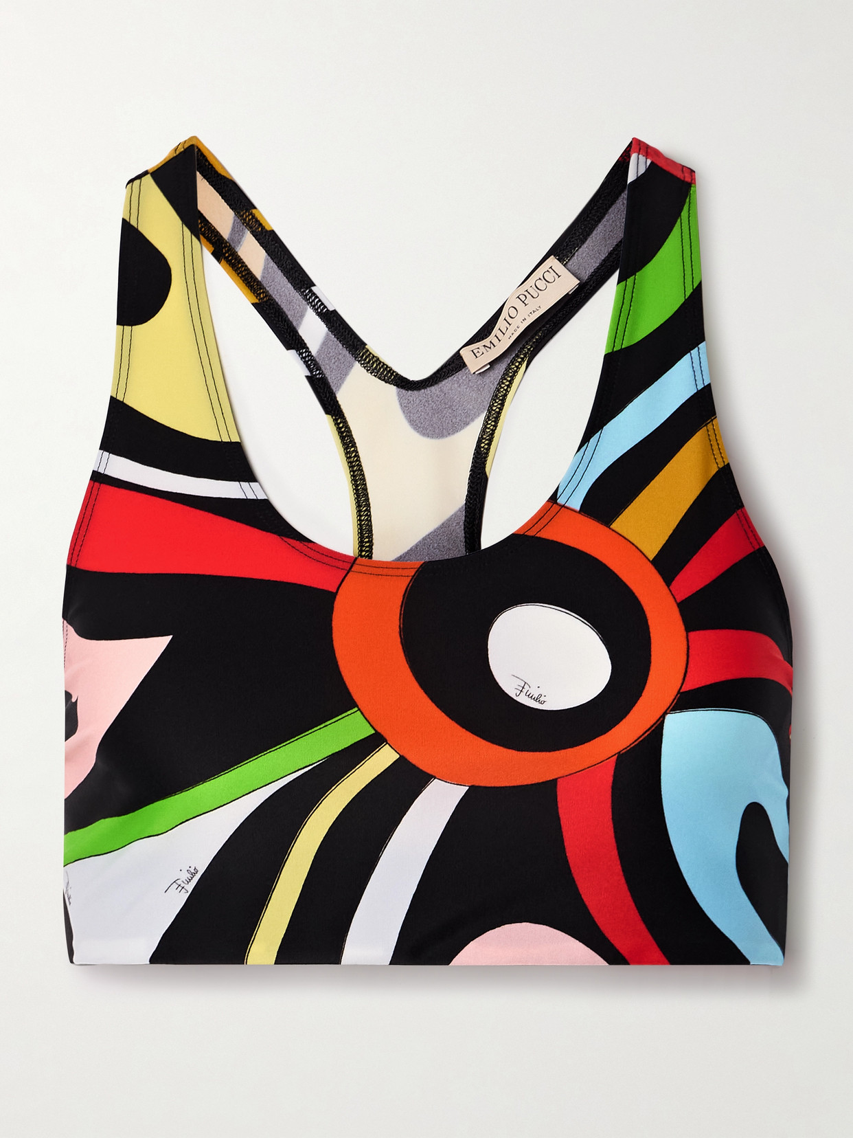 Pucci Marmo Printed Stretch Sports Bra In Black