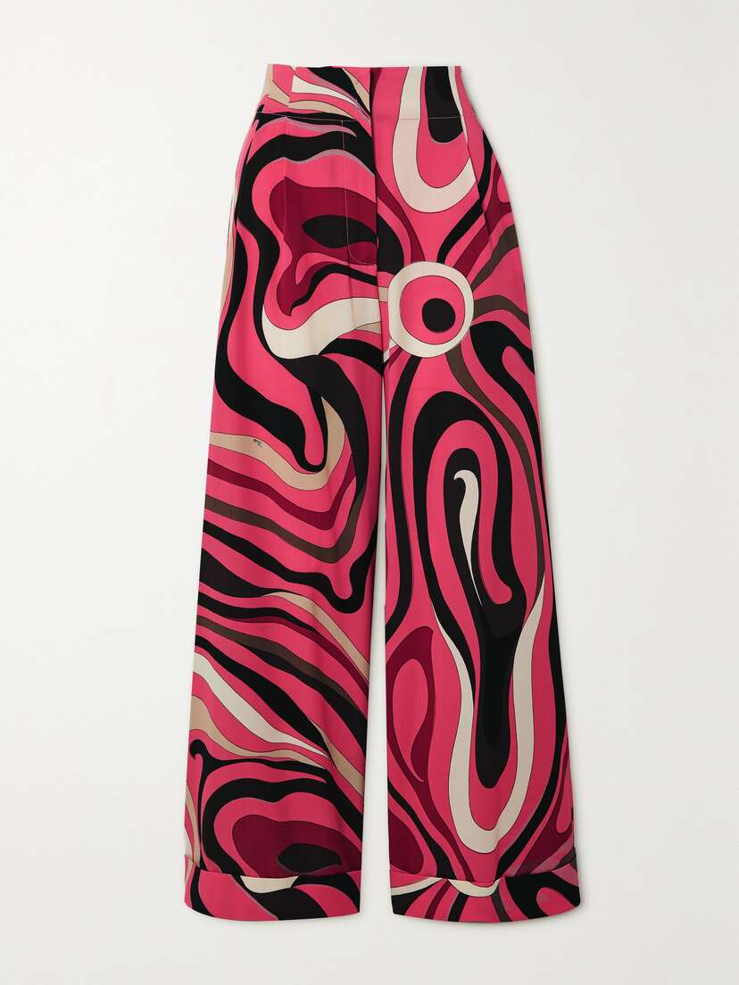 PUCCI Printed Wool-blend Twill Wide-leg Pants