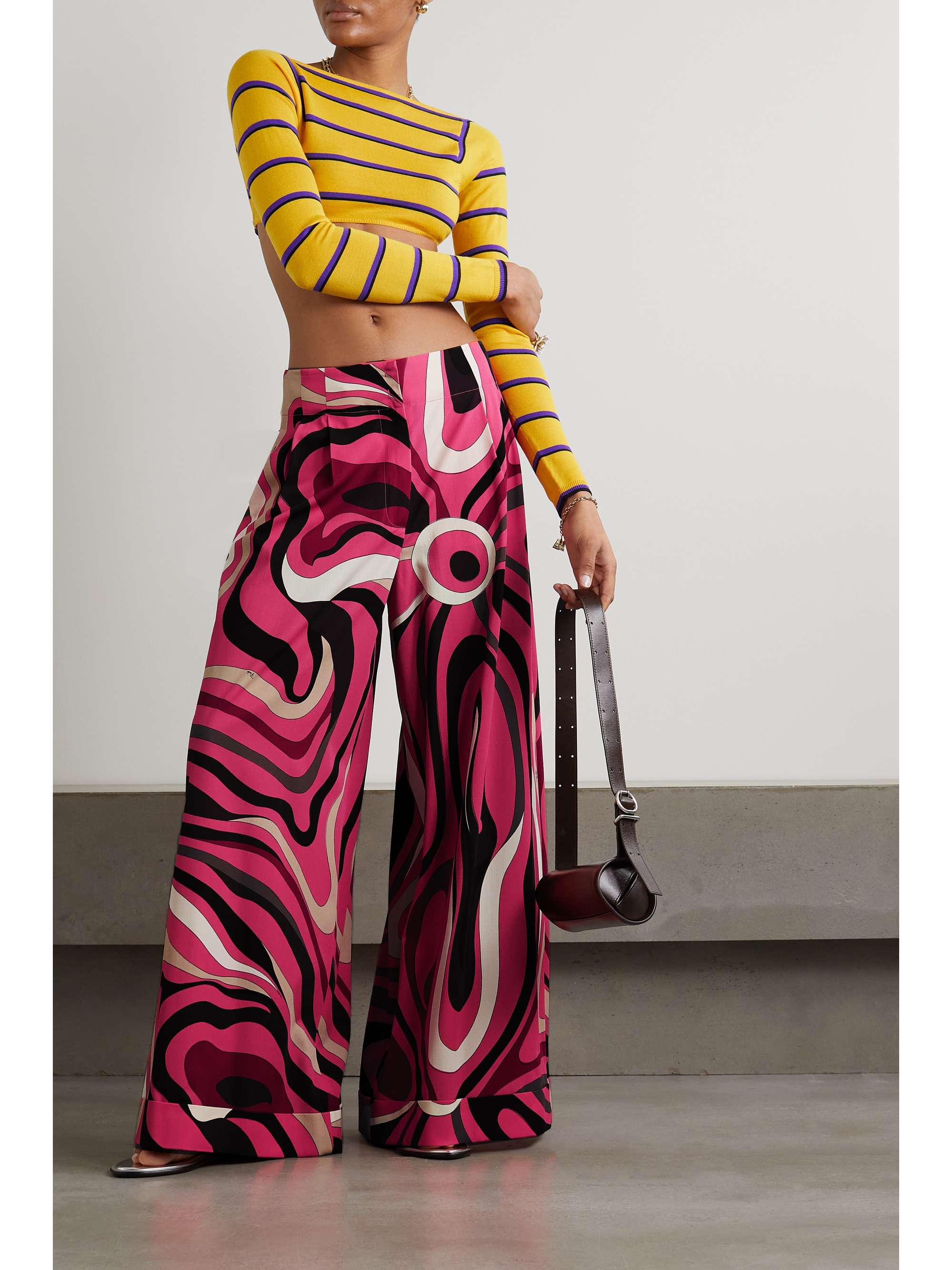 PUCCI Printed wool-blend twill wide-leg pants