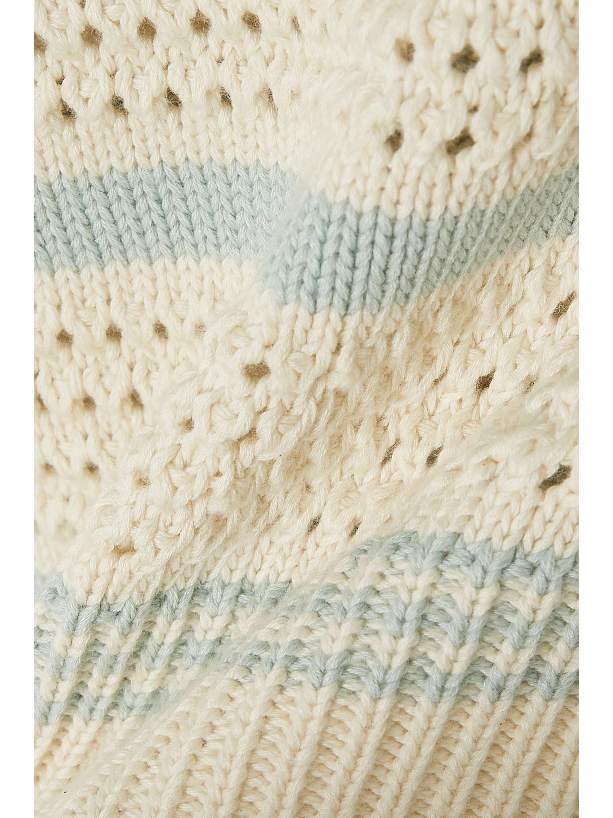 PUCCI Cropped striped open-knit cotton-blend sweater