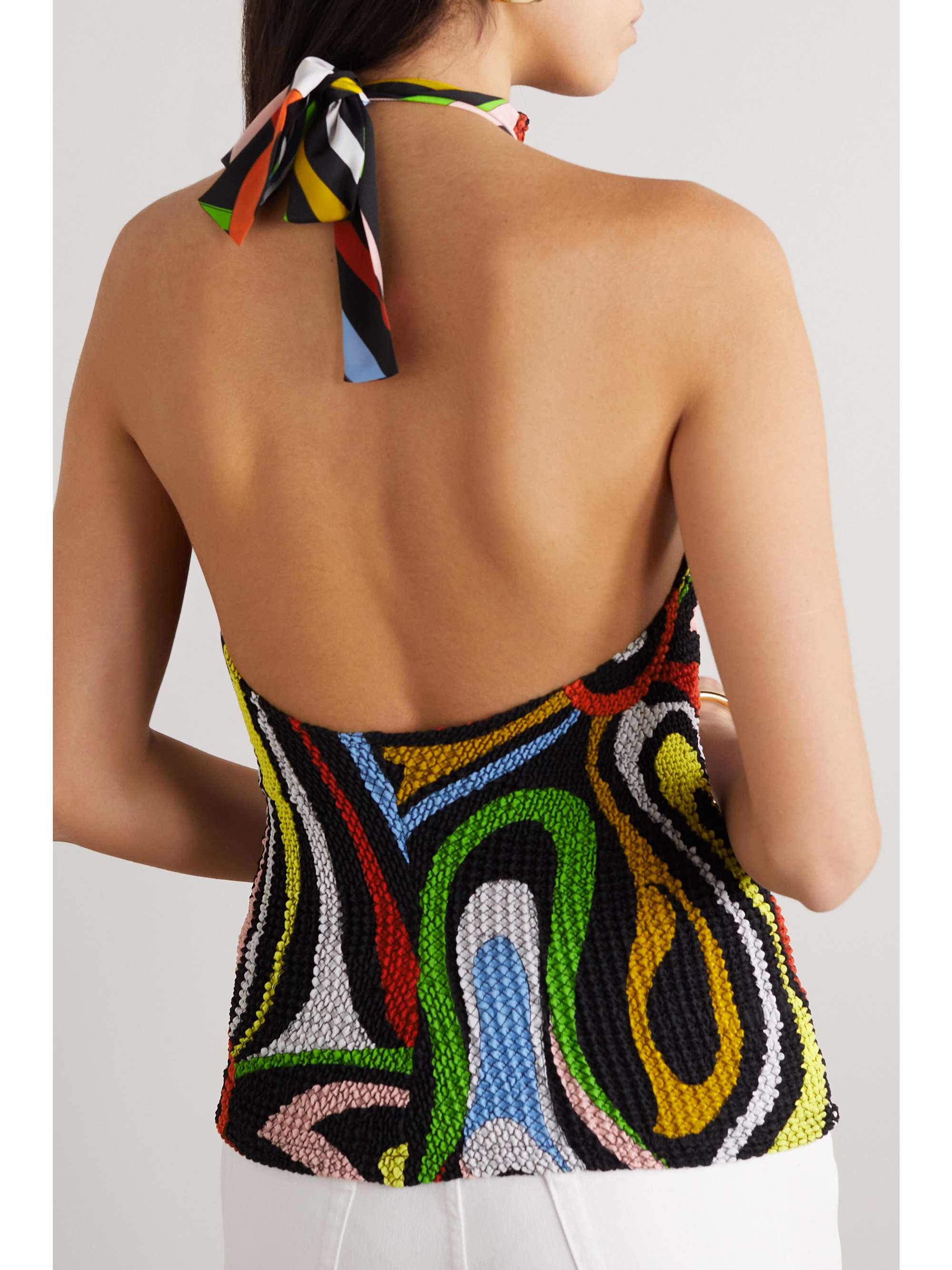 PUCCI Neckholder-Oberteil aus bedrucktem Seersucker
