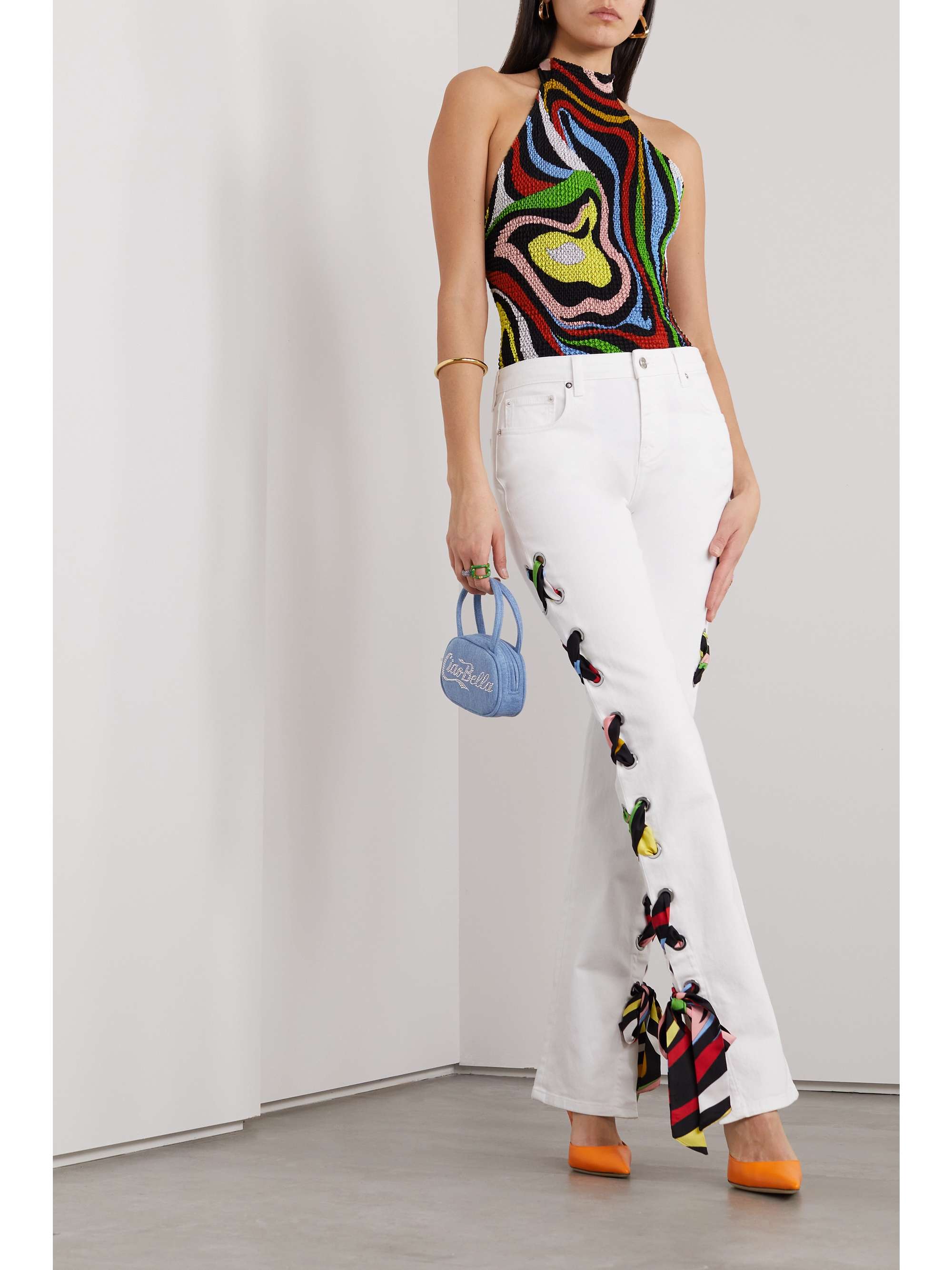 PUCCI Neckholder-Oberteil aus bedrucktem Seersucker