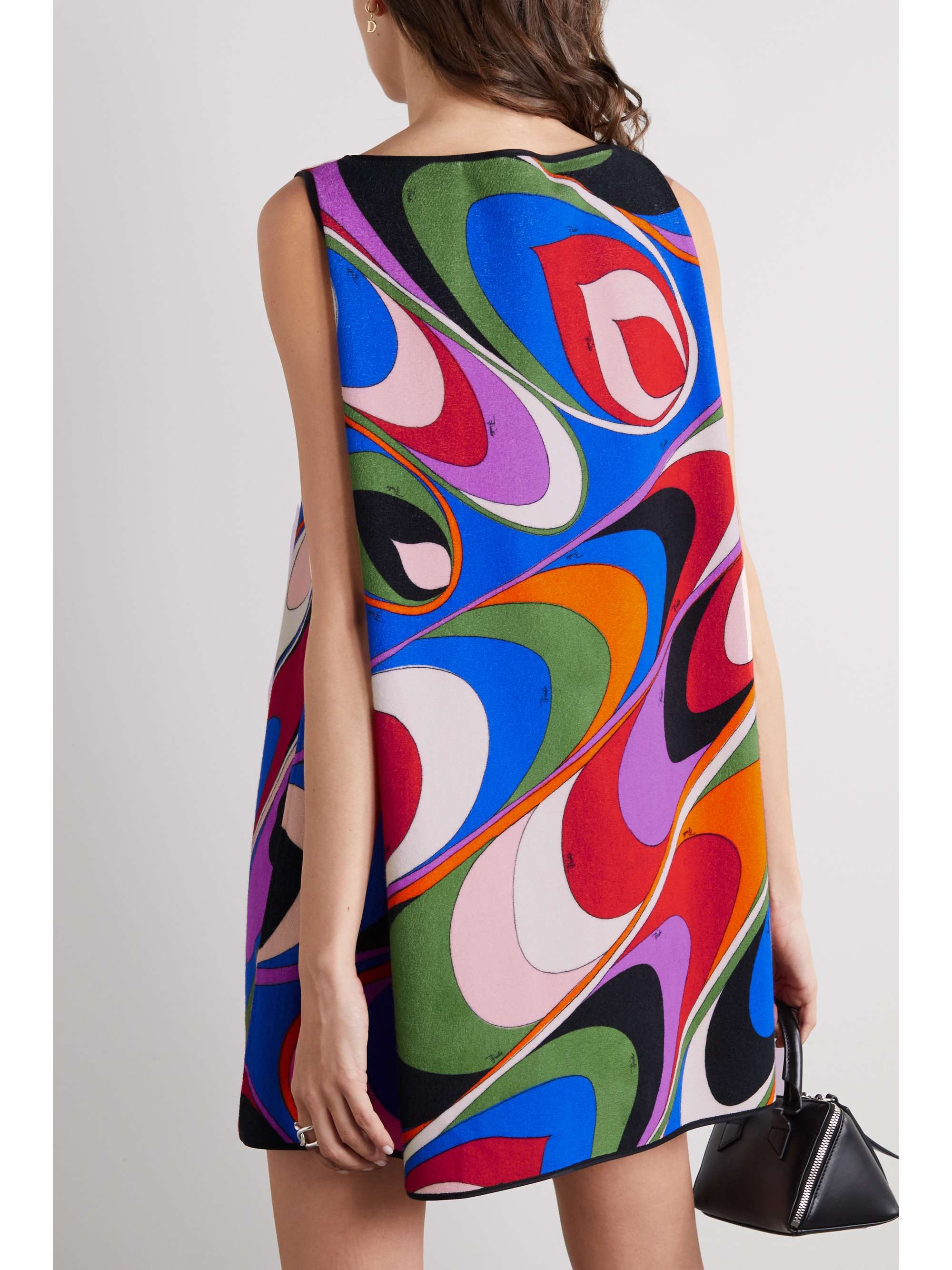 PUCCI Mini-robe en molleton de coton mélangé imprimé Onde