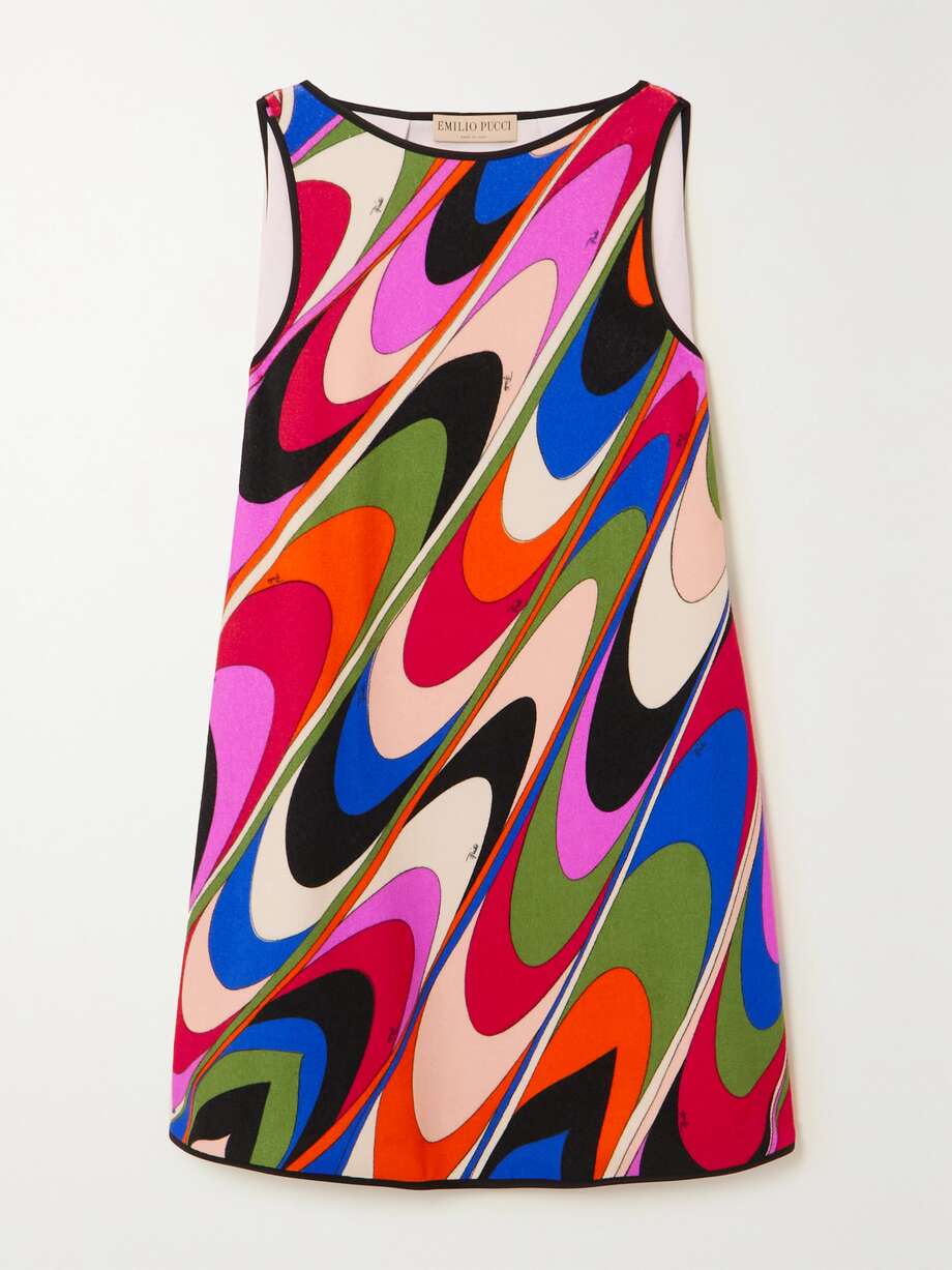 onde printed cotton-blend terry mini dress