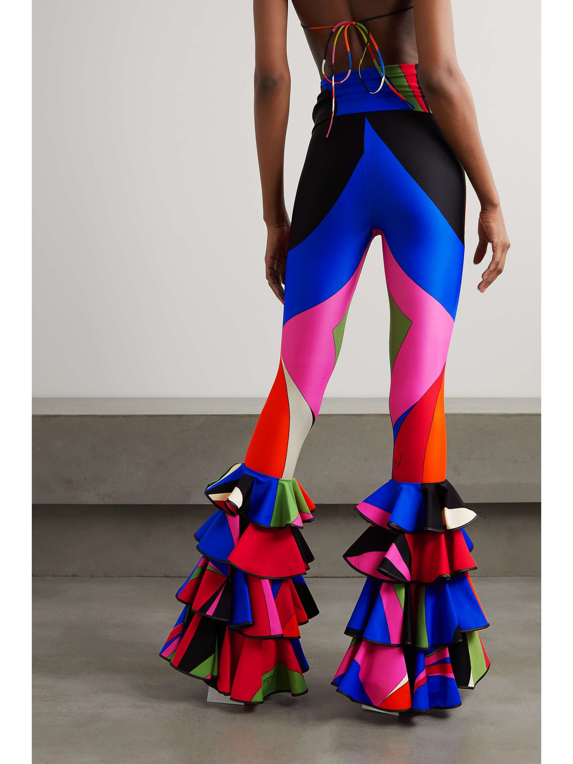 PUCCI Ruffled printed stretch-jersey flared pants