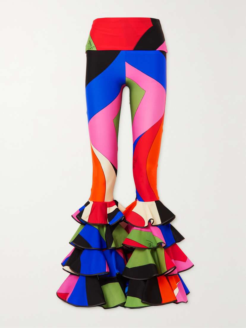 PUCCI Ruffled Printed Stretch-jersey Flared Pants