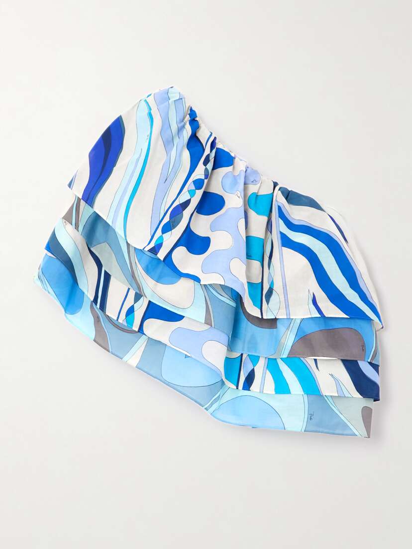 PUCCI One-shoulder Printed Cotton-voile Top