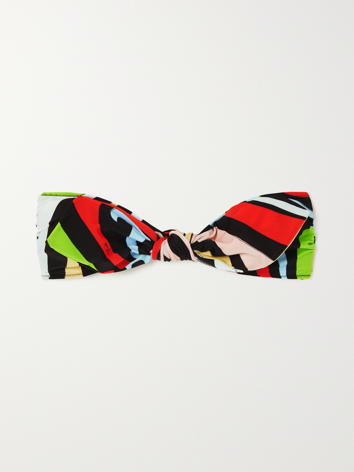 Pucci Marmo Knotted Printed Beandeau Bikini Top In Black