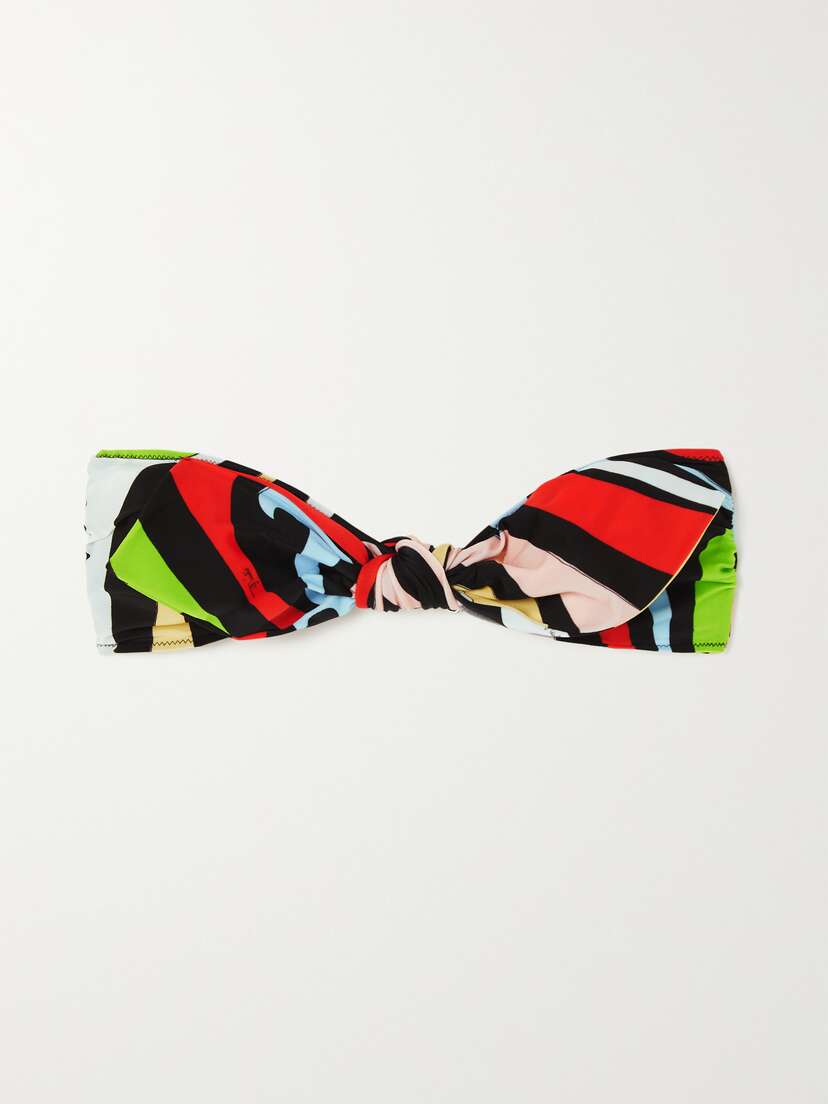 PUCCI Marmo Knotted Printed Beandeau Bikini Top