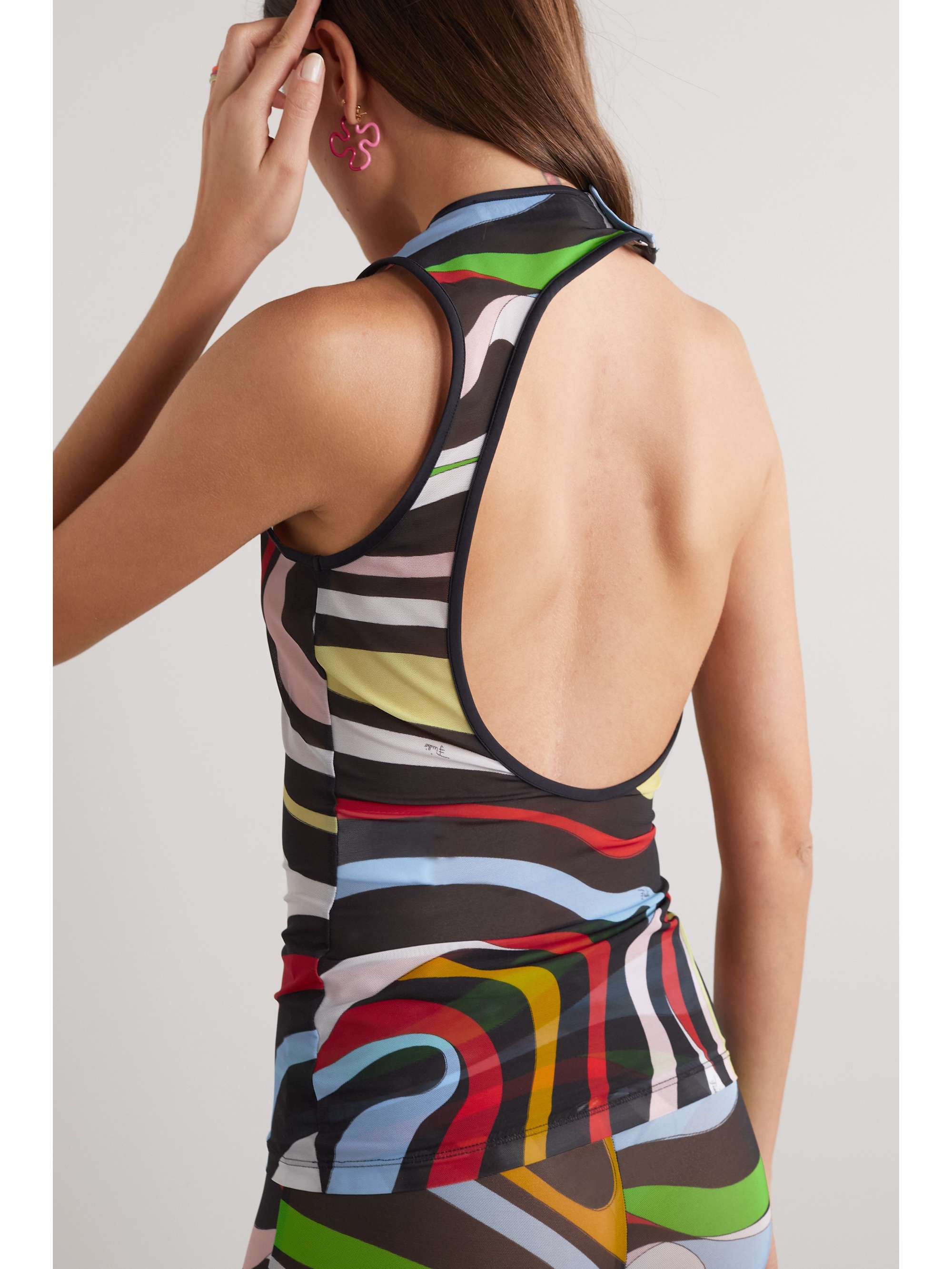 PUCCI Printed cutout stretch-mesh top