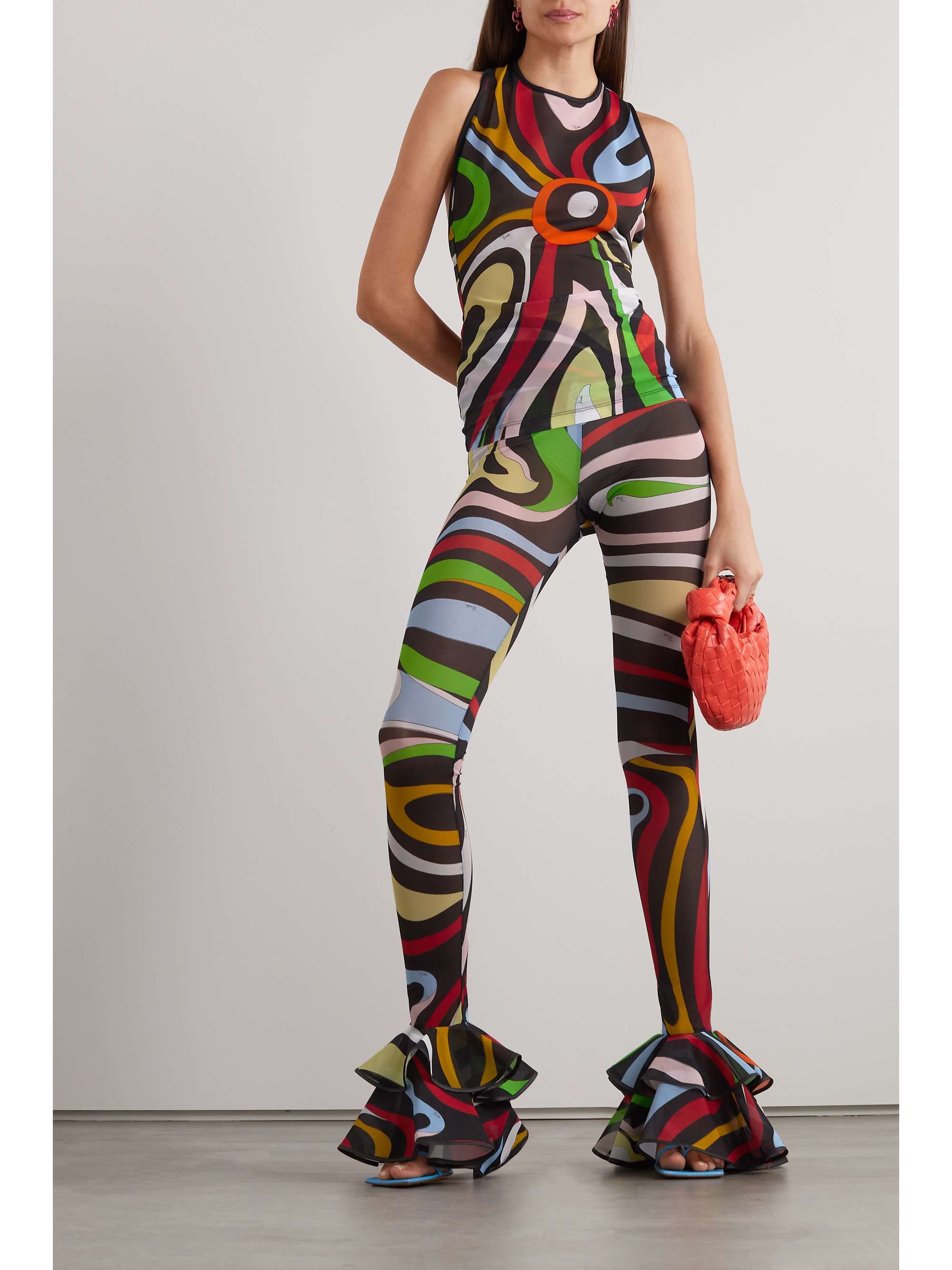 PUCCI Printed cutout stretch-mesh top