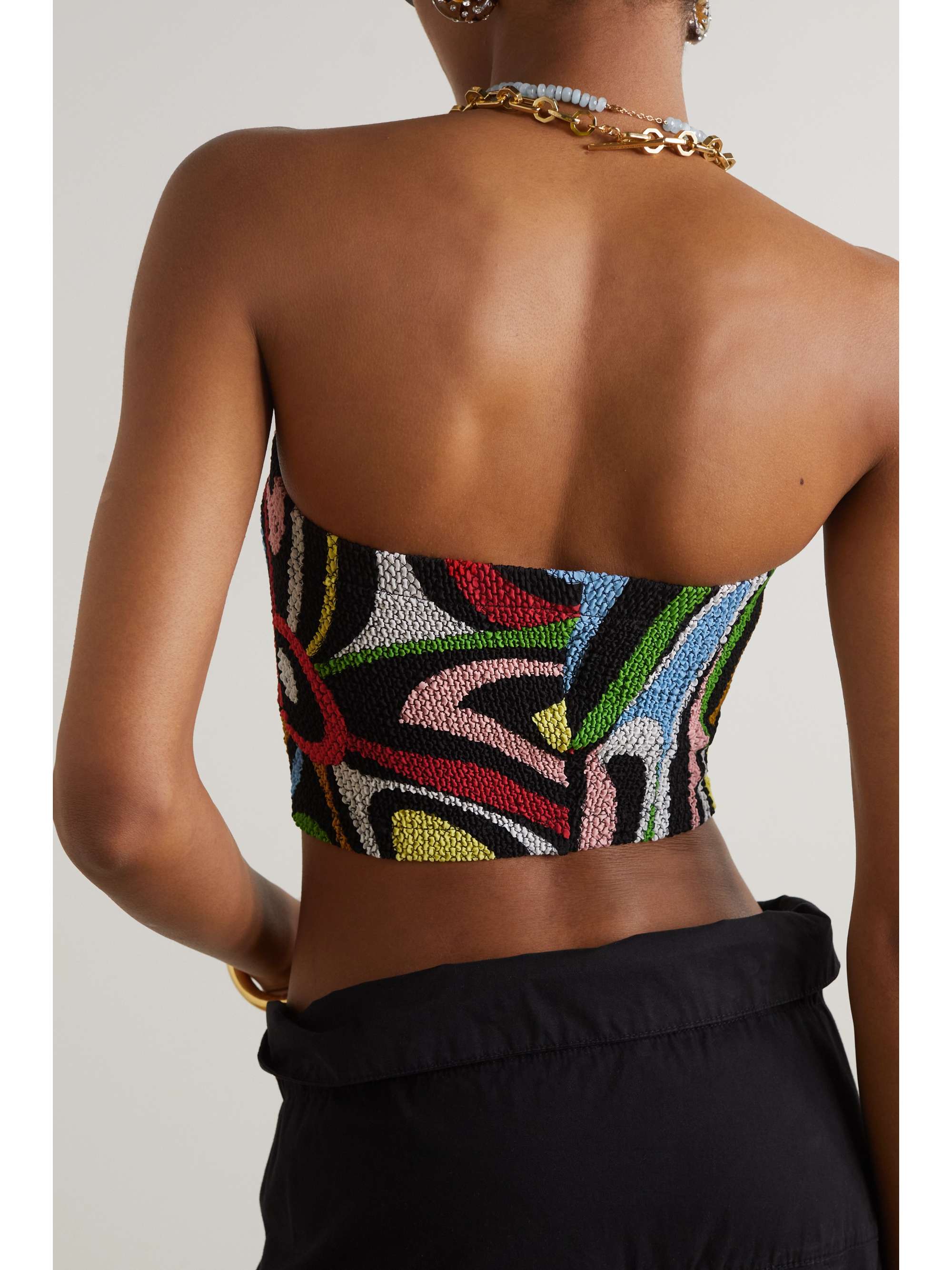 PUCCI Trägerloses Bustier aus bedrucktem Seersucker