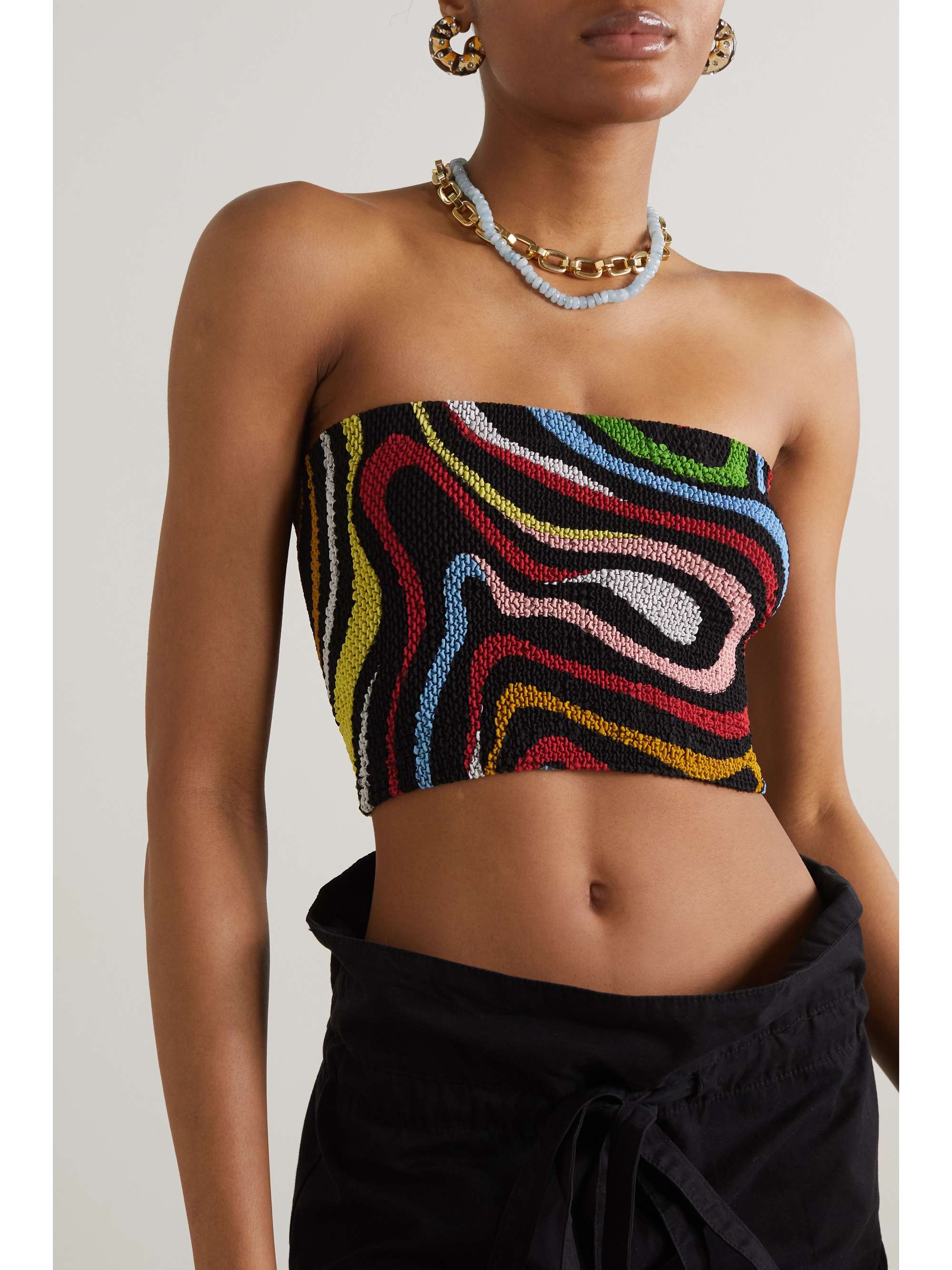PUCCI Trägerloses Bustier aus bedrucktem Seersucker