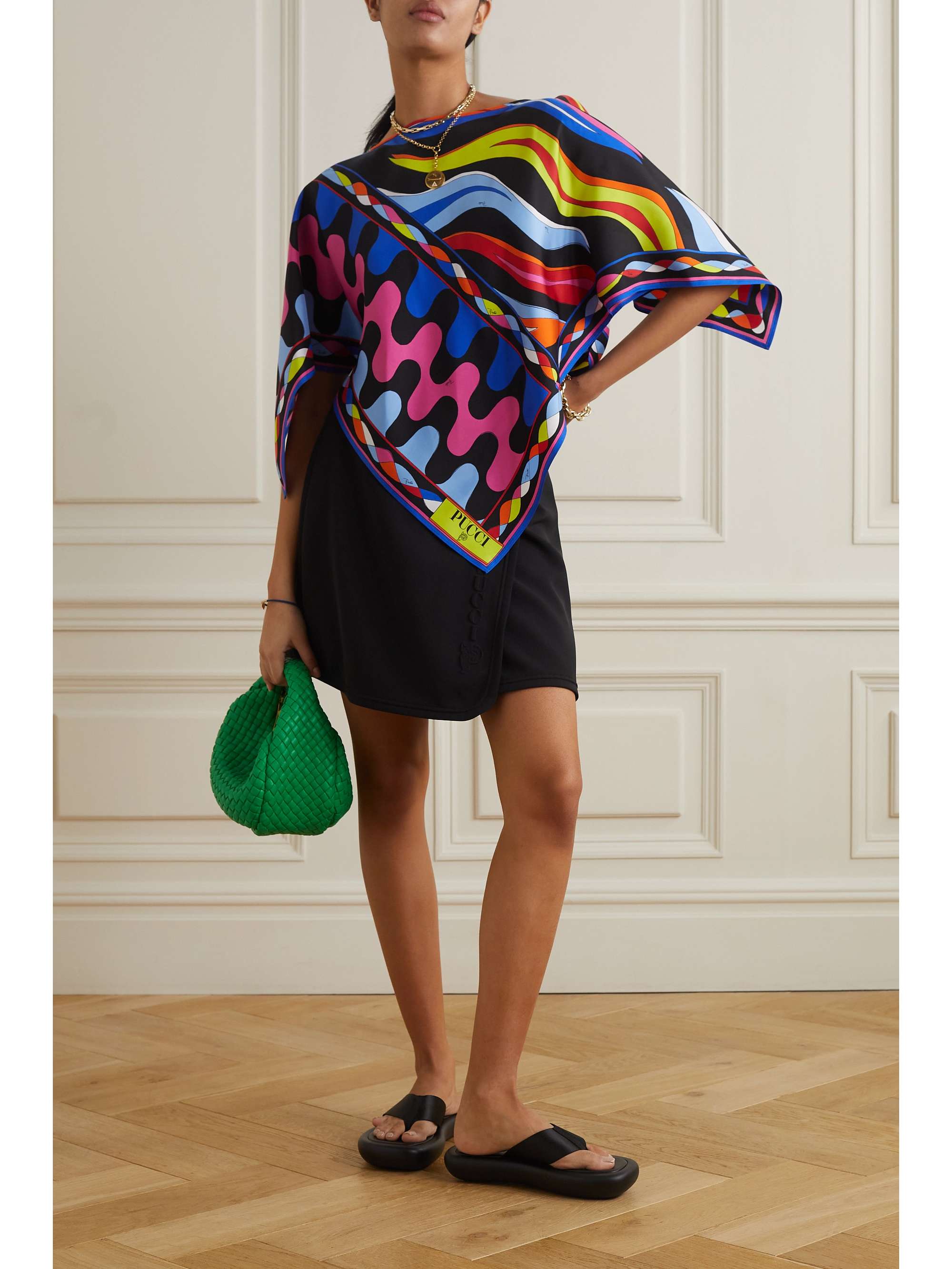 PUCCI Printed silk-twill poncho