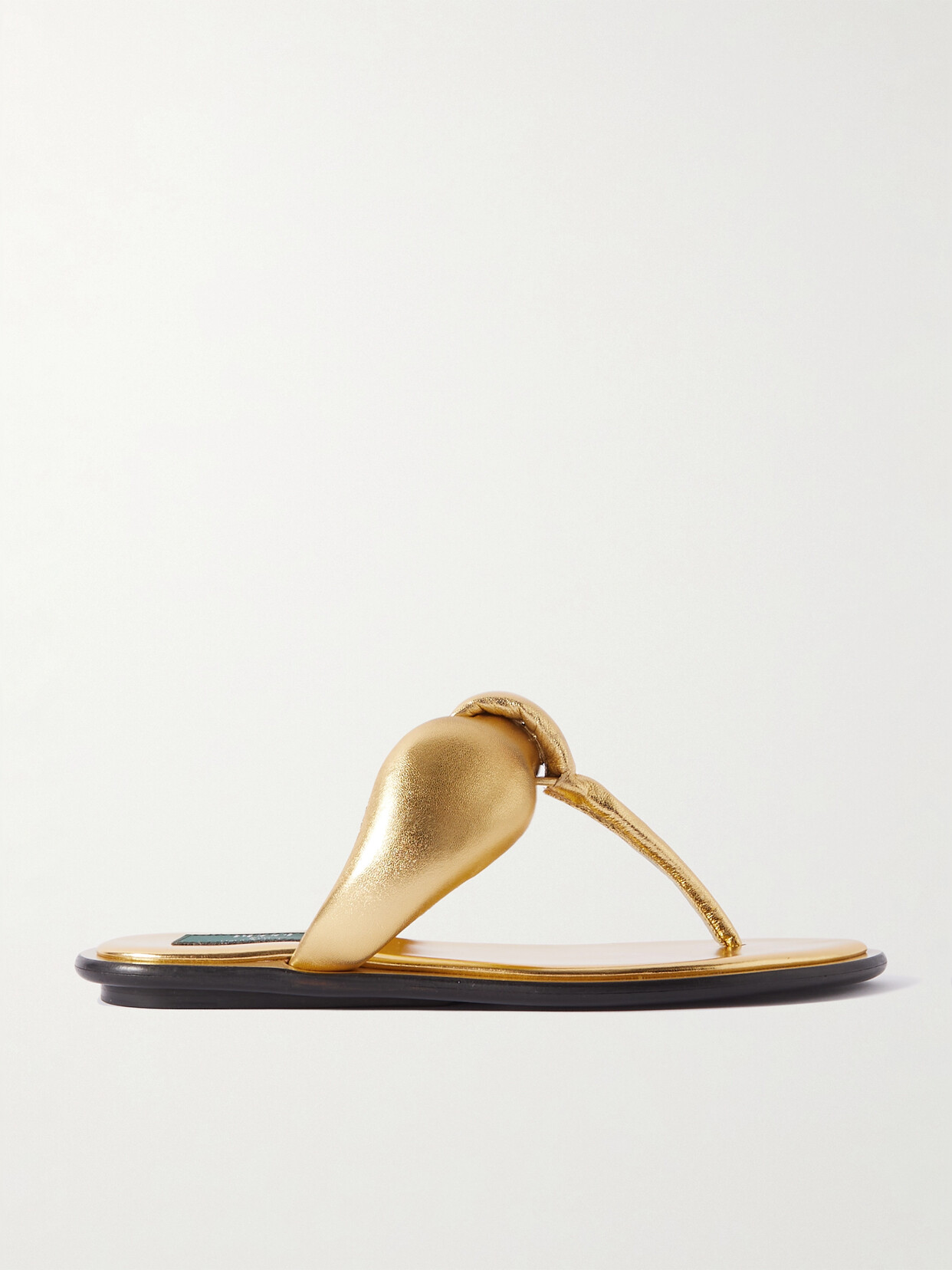 Shop Pucci Padded Metallic Leather Sandals In Gold