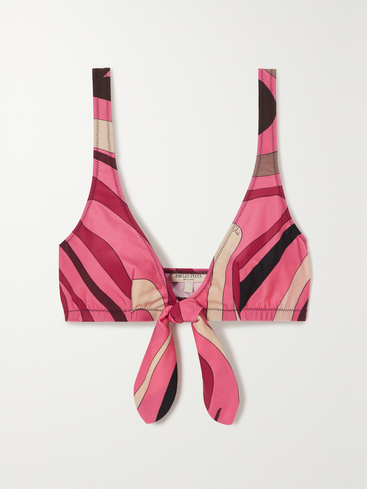 Shop Pucci Marmo Printed Triangle Bikini Top In Pink