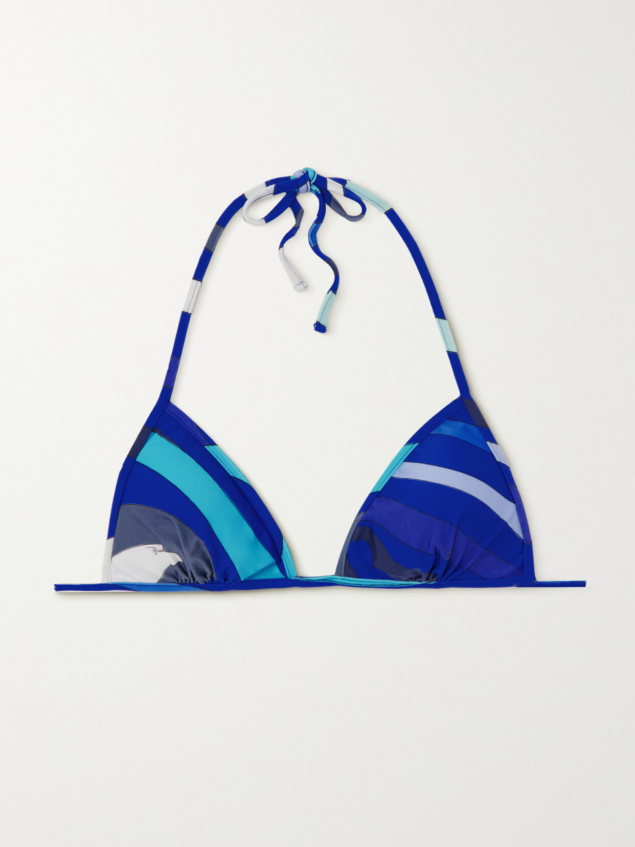 Pucci Printed Triangle Bikini Top In Blue