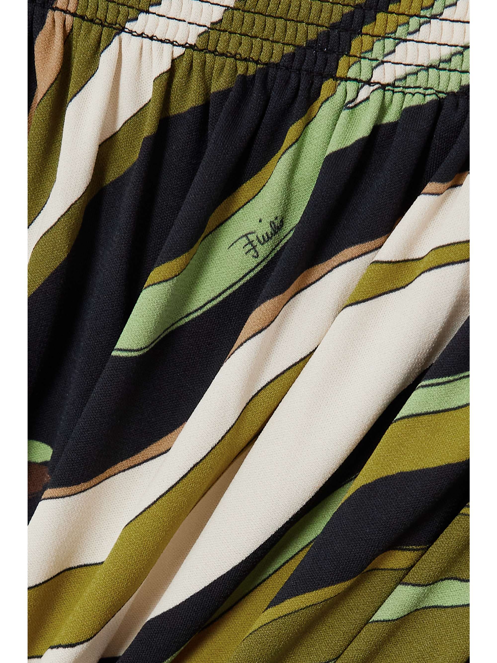 PUCCI Schulterfreies Oberteil aus bedrucktem Satin mit Rüschen