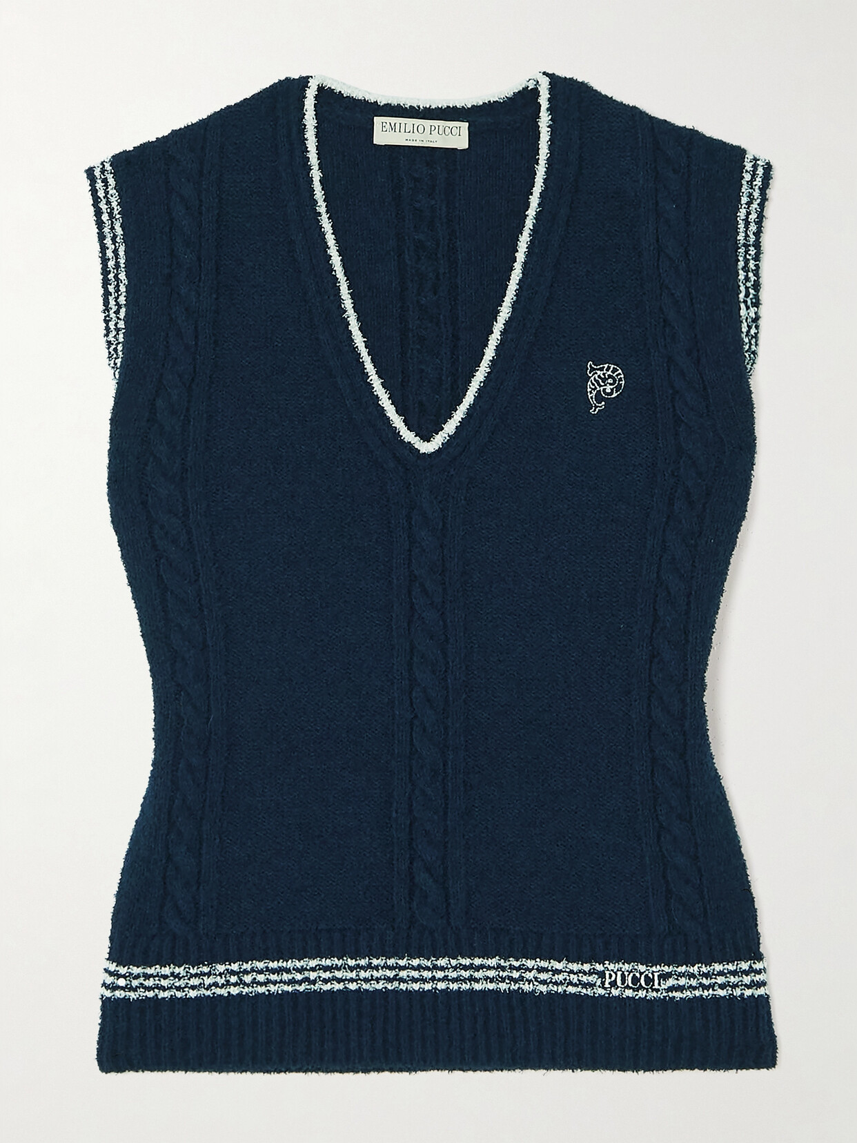 Pucci V-neck Knitted Vest In Blue