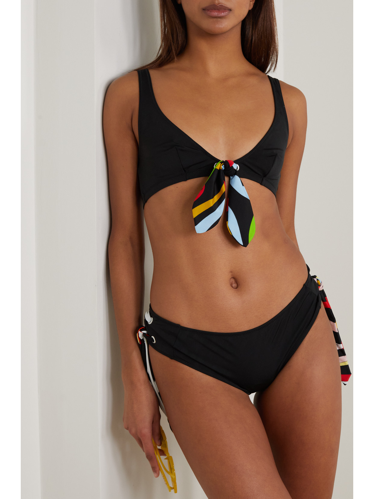 Shop Pucci Printed Triangle Bikini Top In Black