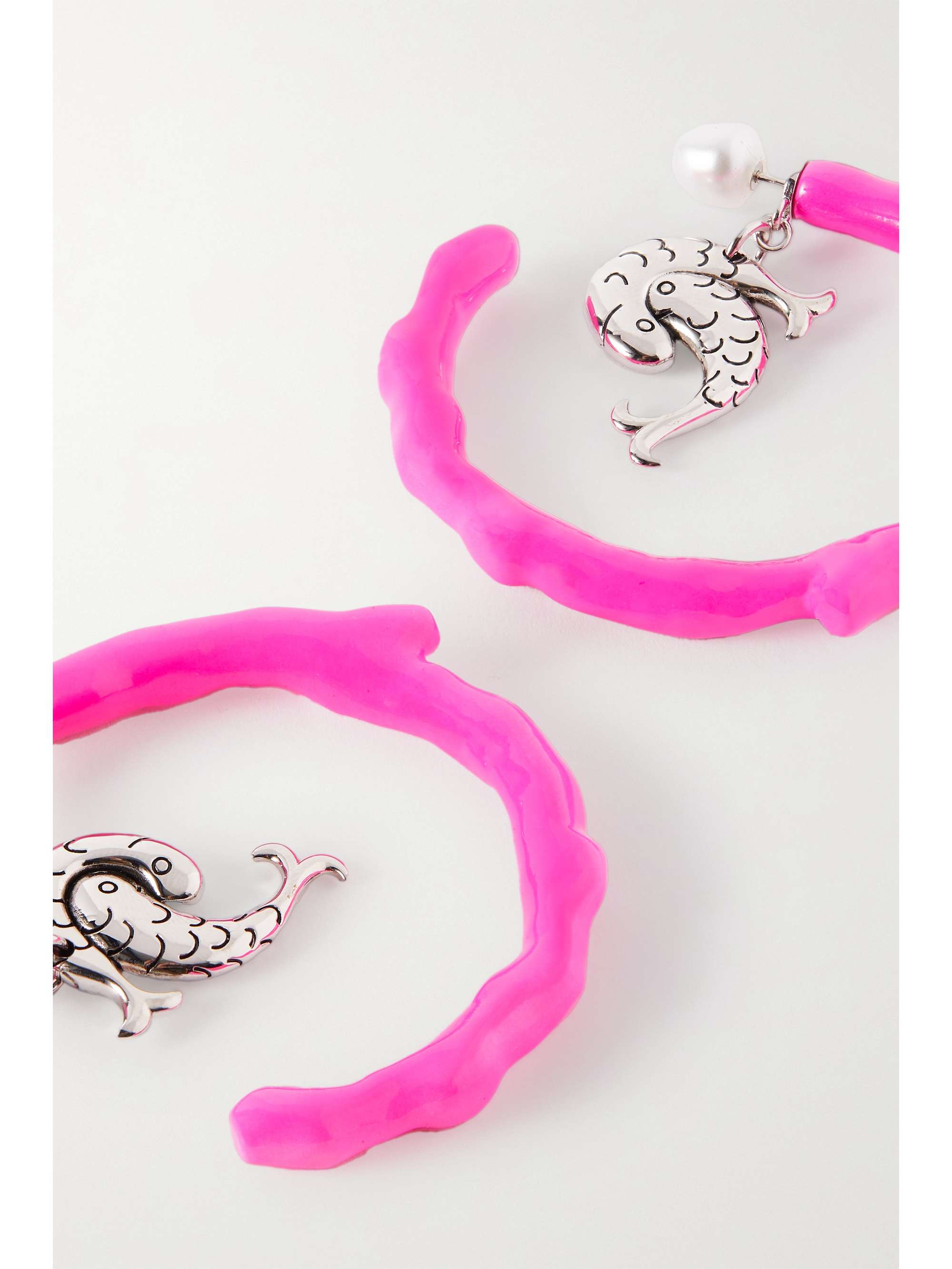 PUCCI Pesci silver-tone, resin and faux pearl hoop earrings