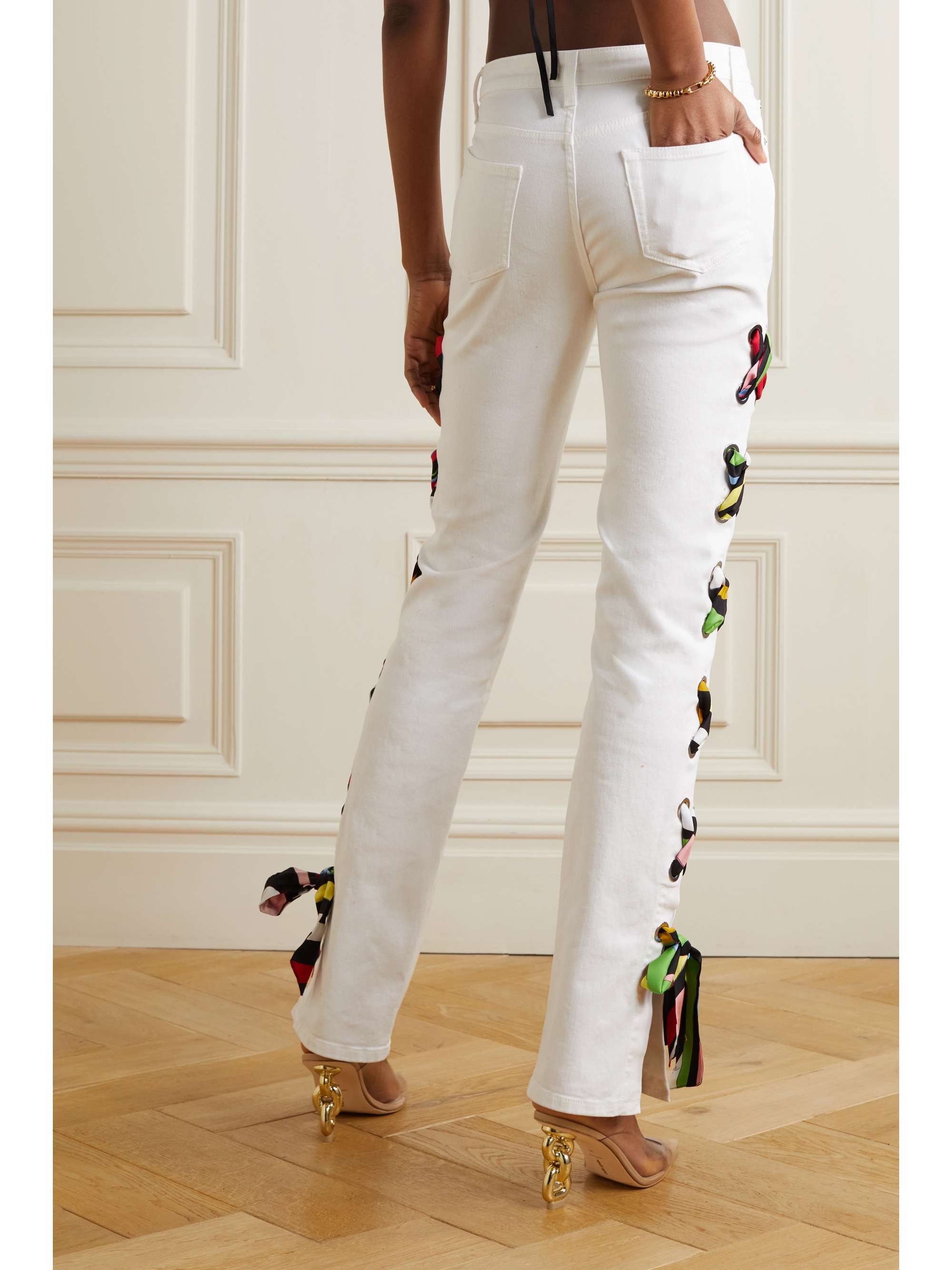 PUCCI Silk-trimmed stretch-cotton drill straight-leg pants