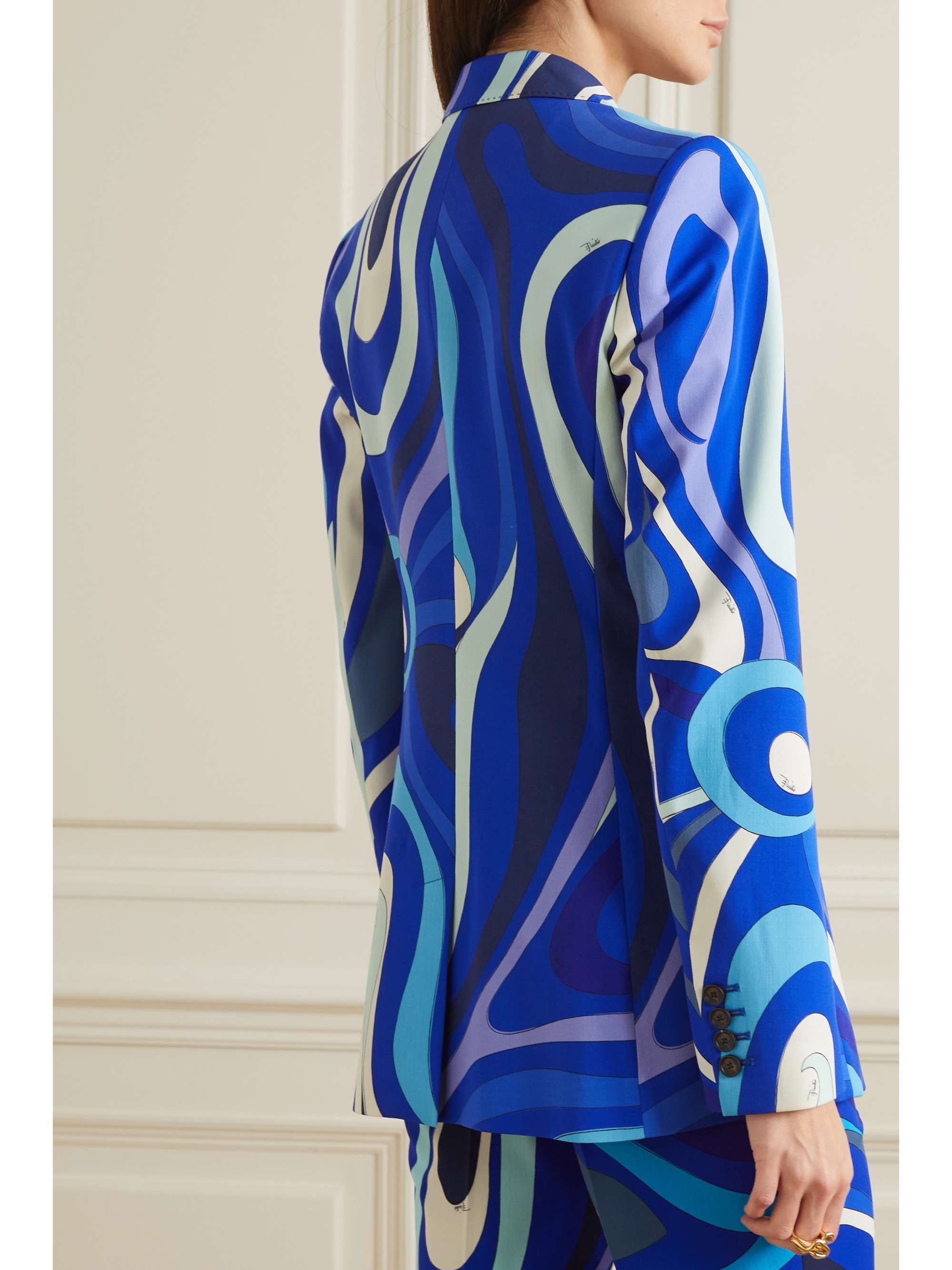 PUCCI Marmo satin-trimmed printed wool-blend twill blazer