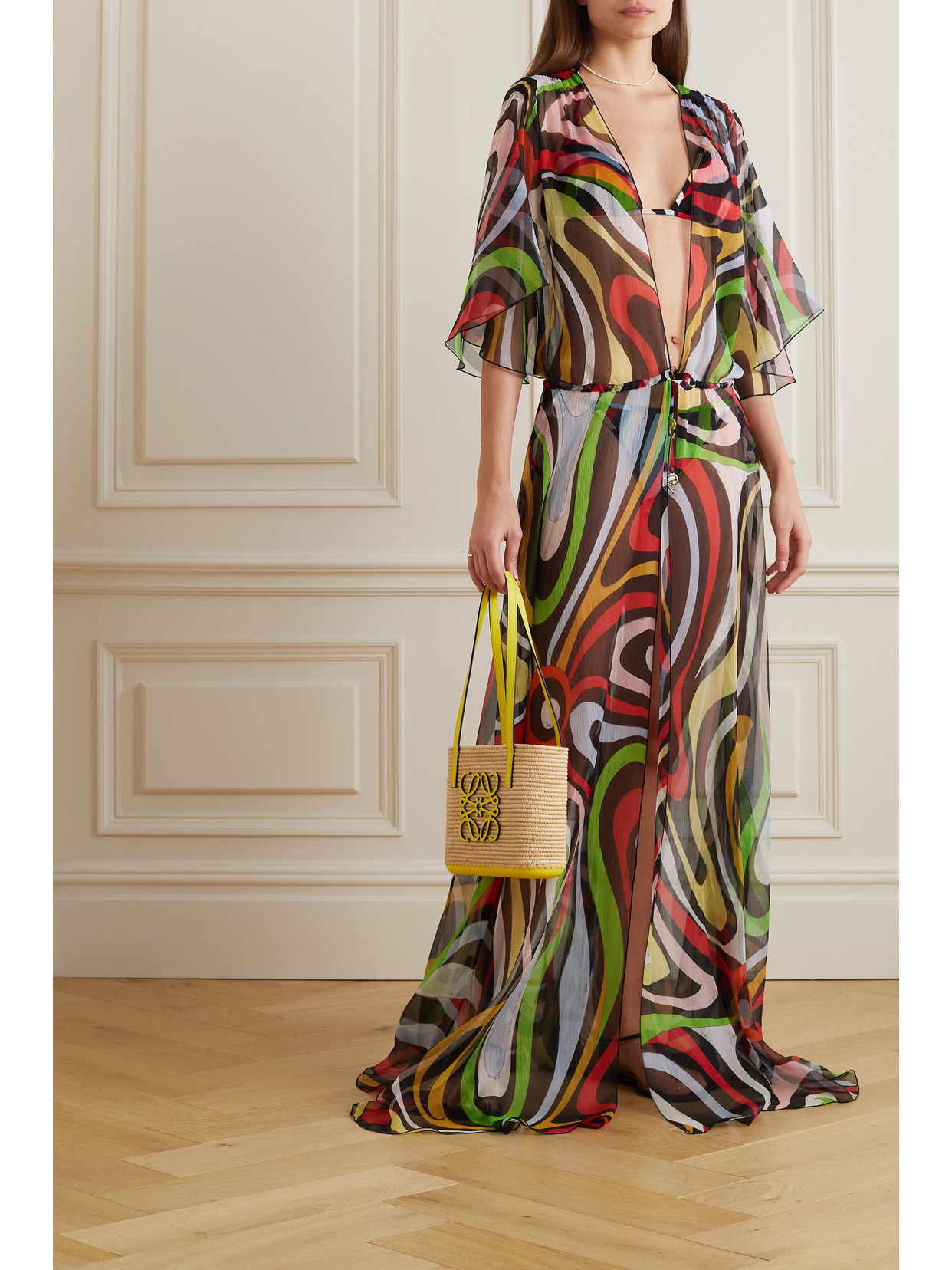 Shop Pucci Marmo Silk-crepe Robe In Black