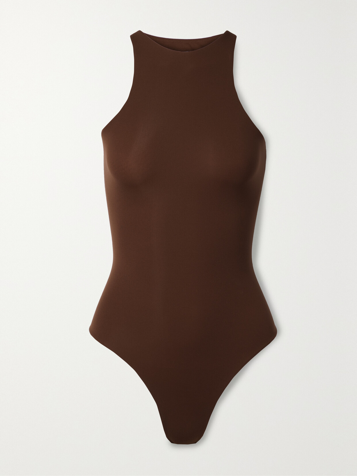 Skims - Fits Everybody Stretch-satin Jersey Thong Bodysuit - Cocoa