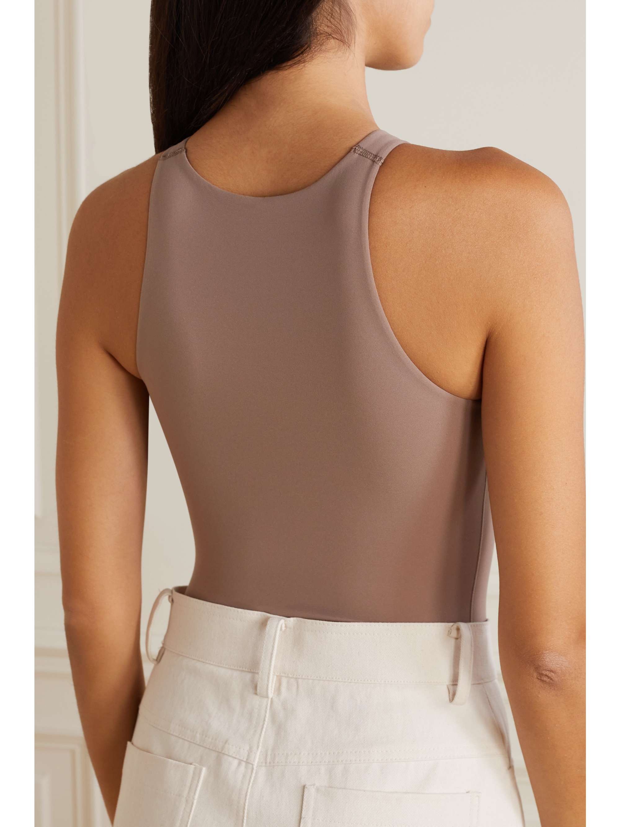 SKIMS Fits Everybody stretch-satin jersey thong bodysuit - Umber
