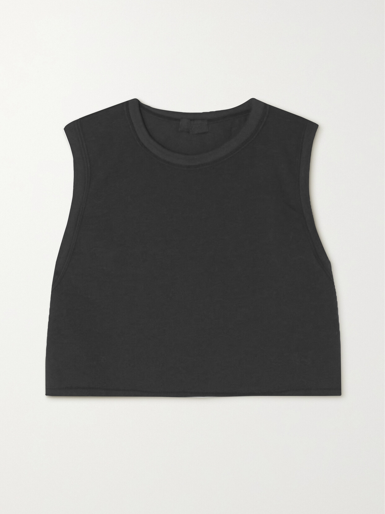Skims Boyfriend Cropped Stretch-jersey Top In Black