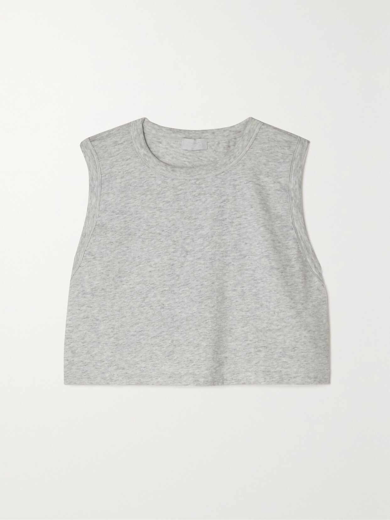 Skims Boyfriend Cropped Stretch-jersey Top In Gray