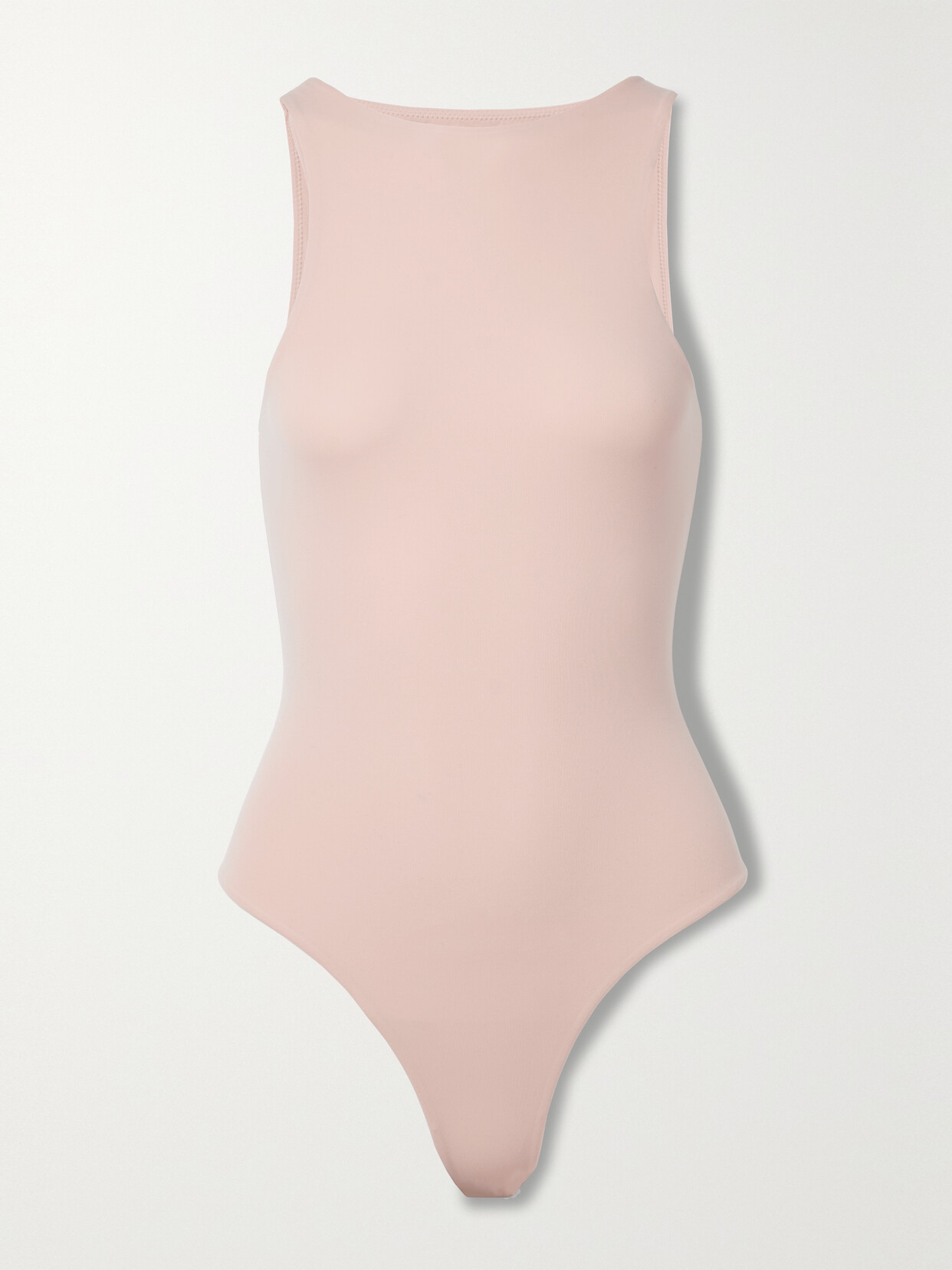 Skims Fits Everybody Stretch Satin-jersey Thong Bodysuit In Neutrals