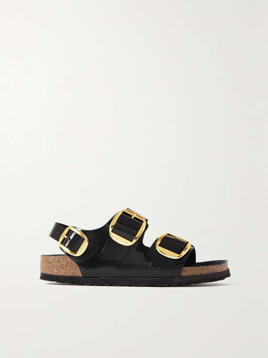 A key contender for your summer capsule wardrobe, Birkenstock's 'Milano' sandals is part of the 'Big Buckle' collection - it's punctuated with the oversized, gold-tone fastenings at each strap. They're made from glossy leather that'll only get softer with wear. A warm-weather staple, style yours with everything from dresses to jeans or shorts.