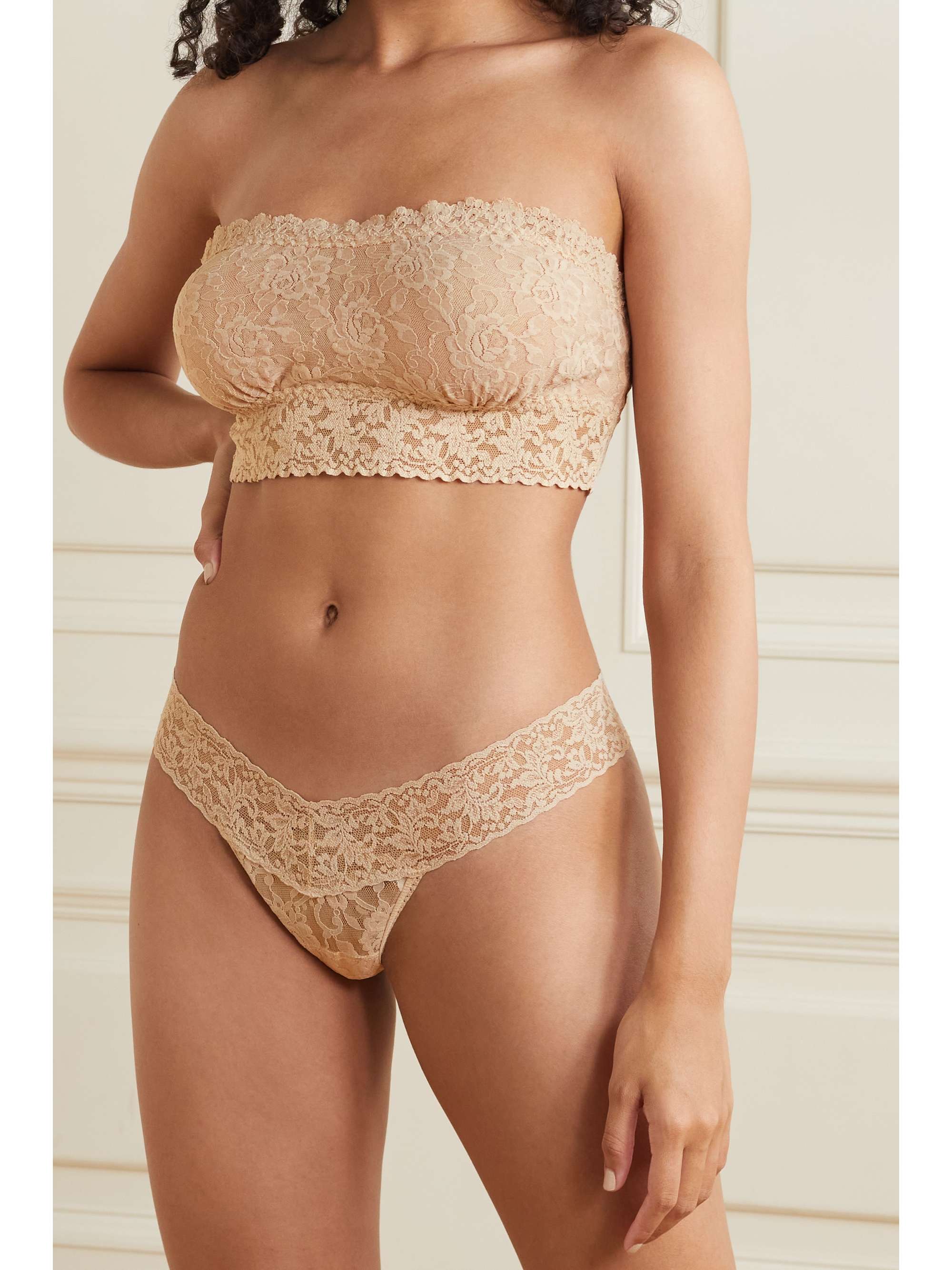 HANKY PANKY + NET SUSTAIN Signature set of three stretch-lace thongs