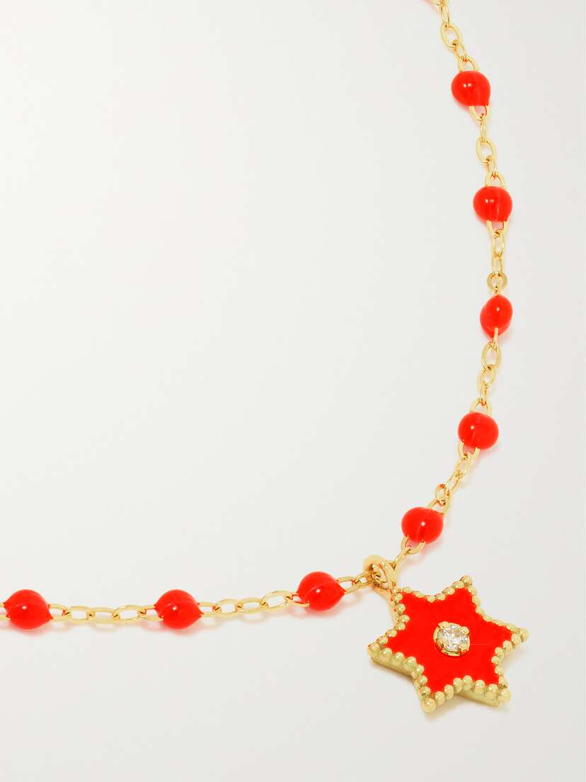Gigi Clozeau Classic Gigi Star 18-karat Gold, Resin And Diamond Necklace