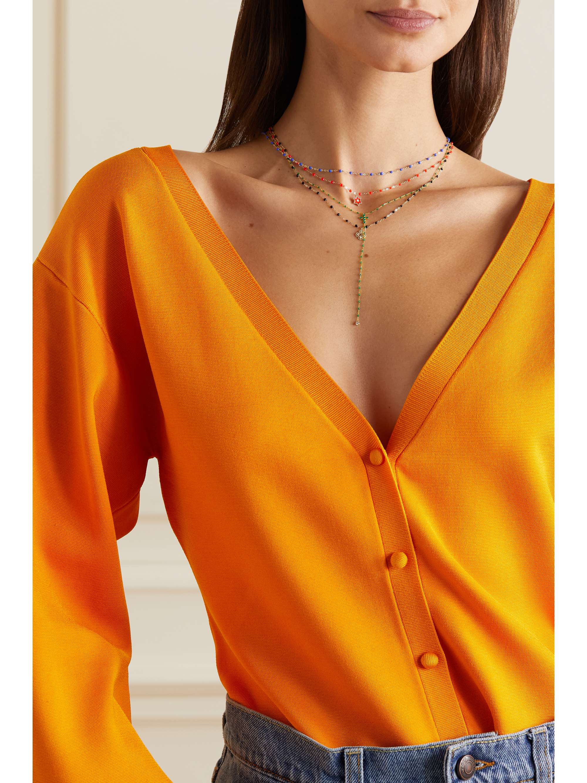 GIGI CLOZEAU Mini Gigi Rosary 18-karat gold, resin and diamond necklace