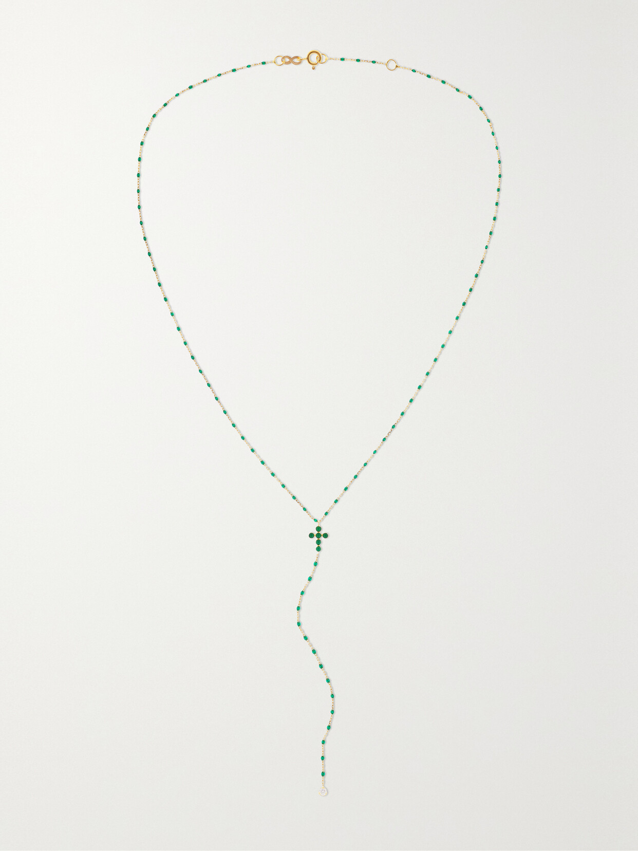 GIGI CLOZEAU MINI GIGI ROSARY 18-KARAT GOLD, RESIN AND DIAMOND NECKLACE