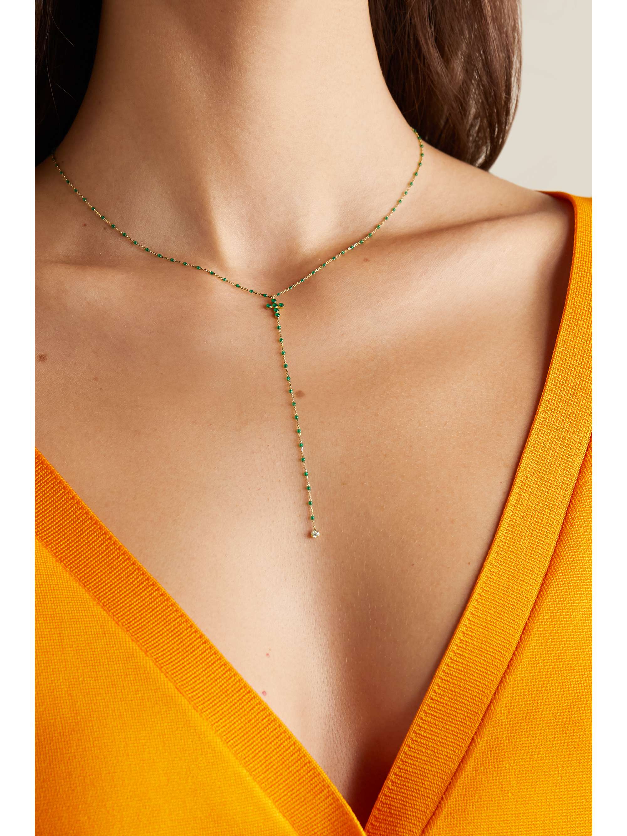 GIGI CLOZEAU Mini Gigi Rosary 18-karat gold, resin and diamond necklace