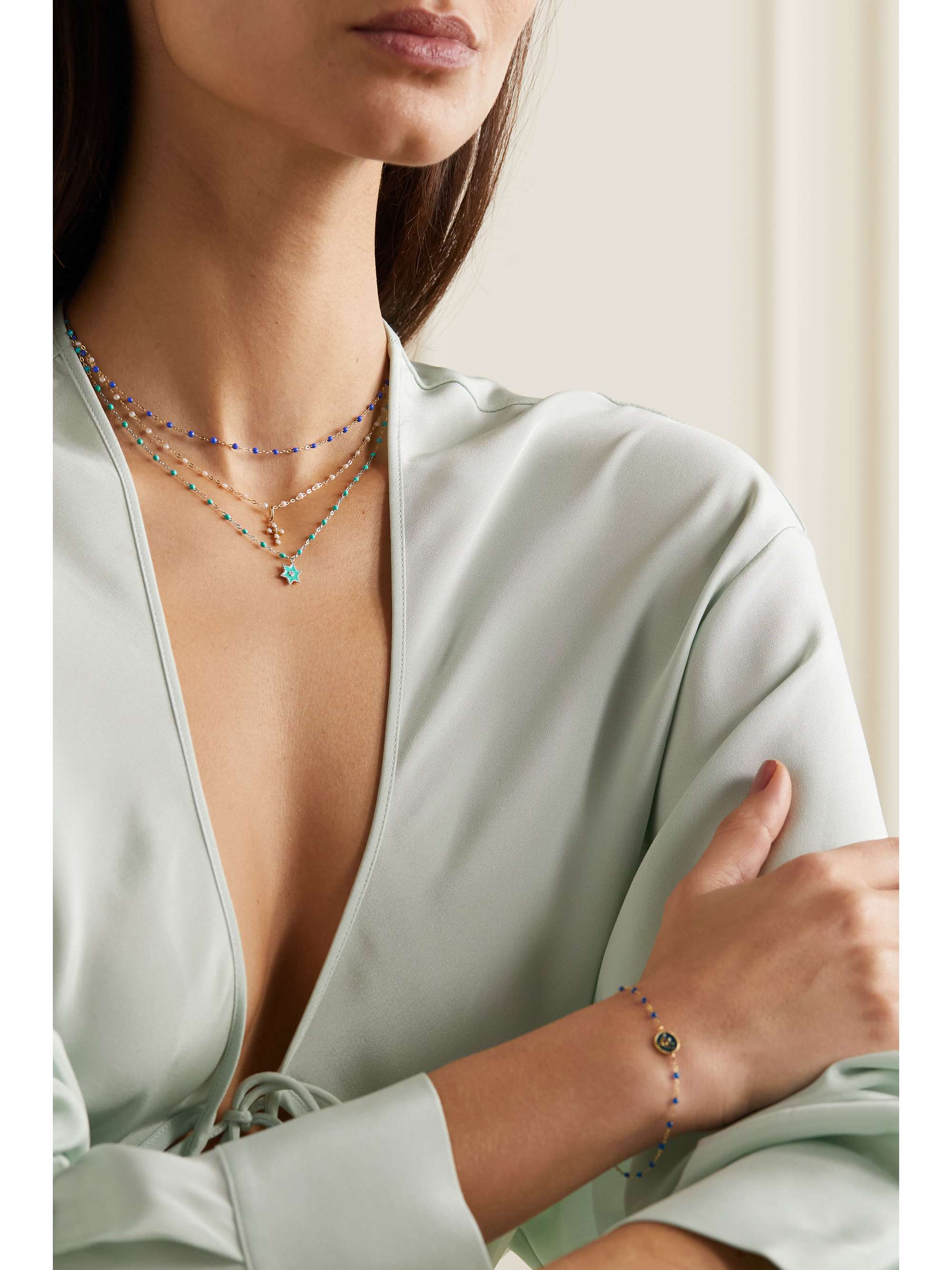 GIGI CLOZEAU Classic Gigi Star 18-karat gold, resin and diamond necklace