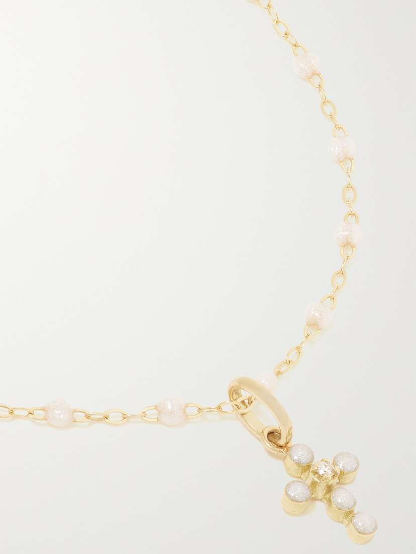 Gigi Clozeau Classic Gigi Cross 18-karat Gold, Resin And Diamond Necklace