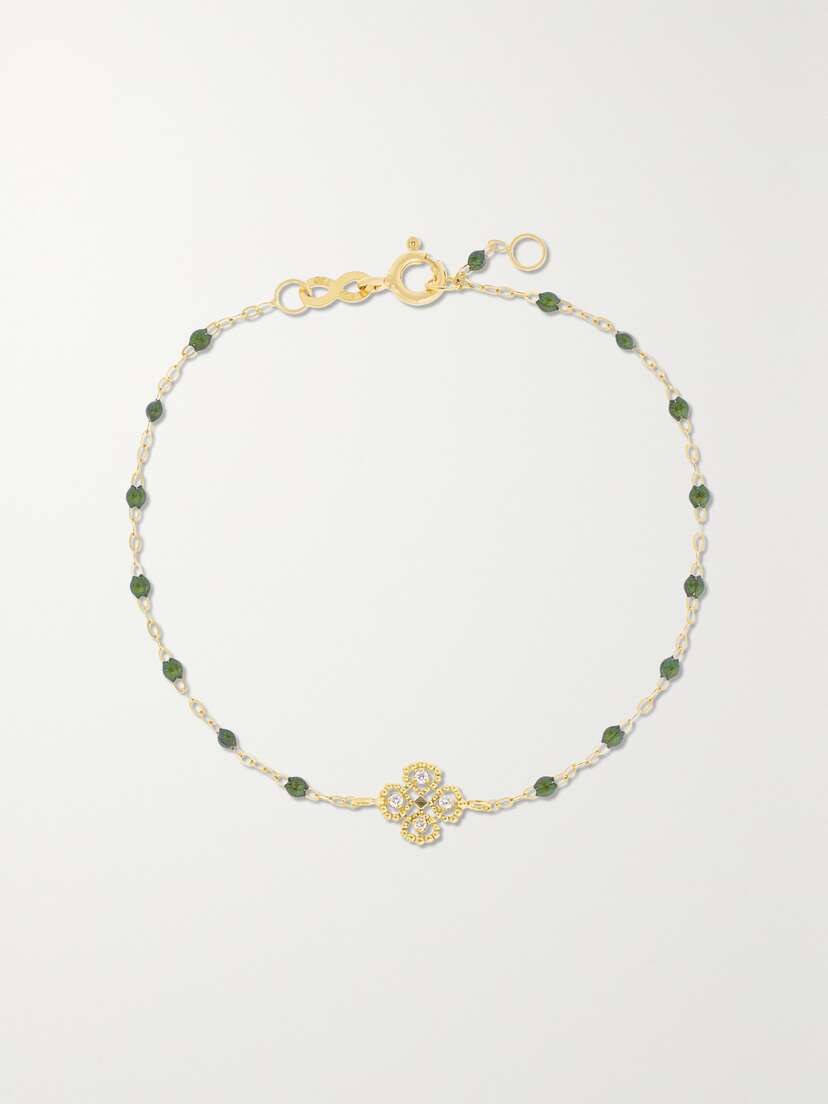 Gigi Clozeau Lucky Clover Classic Gigi Scarab 18-karat Gold, Resin And Diamond Bracelet