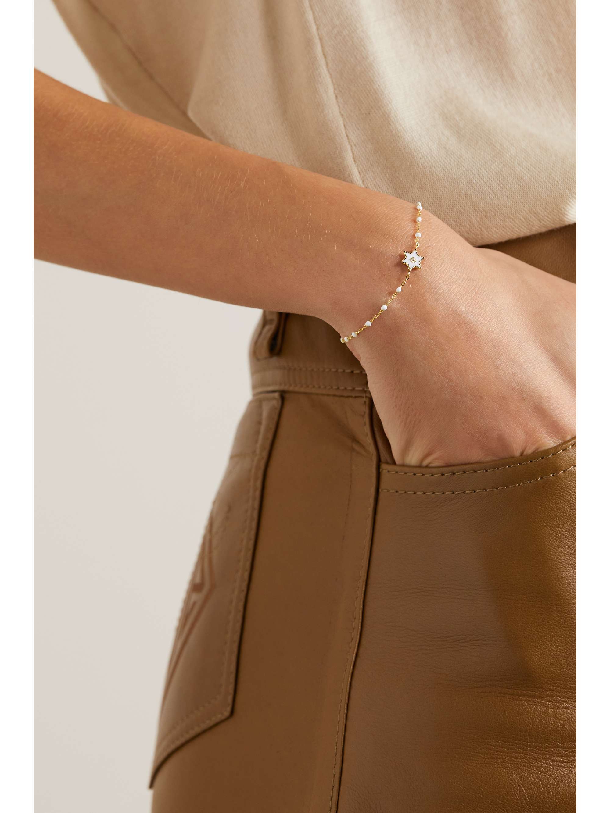 GIGI CLOZEAU Étoile 18-karat gold, resin and diamond bracelet