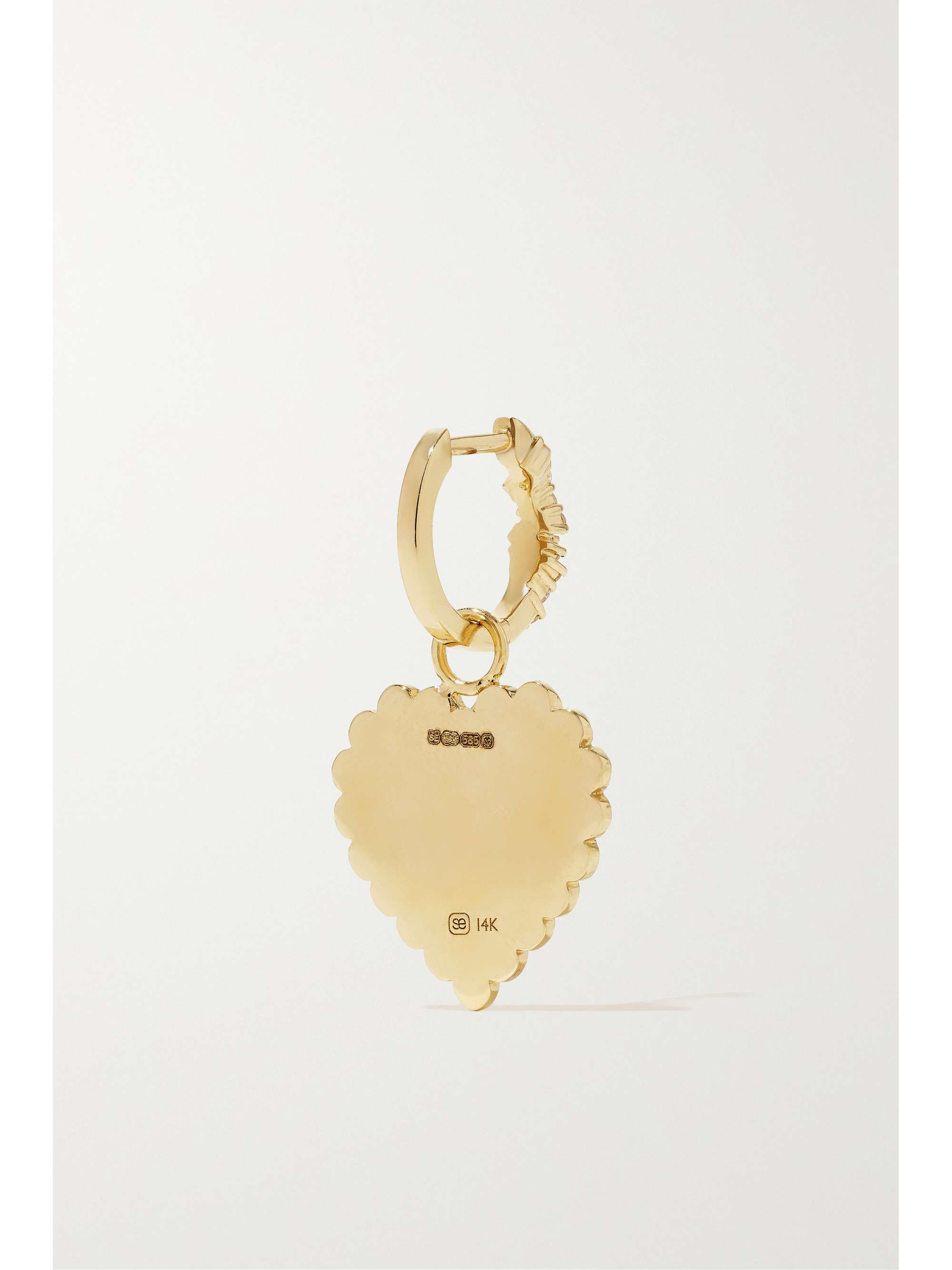 SYDNEY EVAN Scallop Heart 14-karat gold diamond earrings