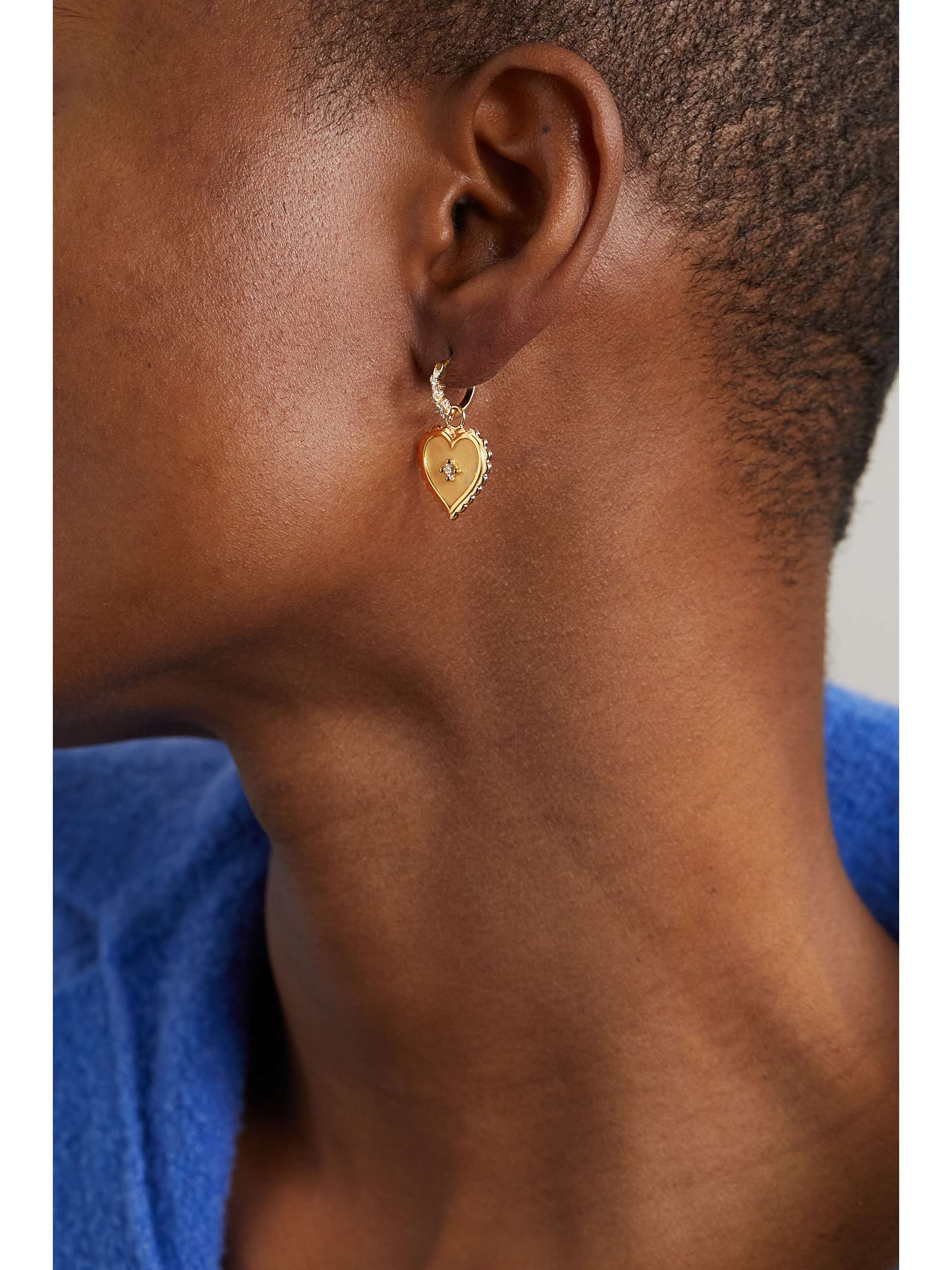SYDNEY EVAN Scallop Heart 14-karat gold diamond earrings