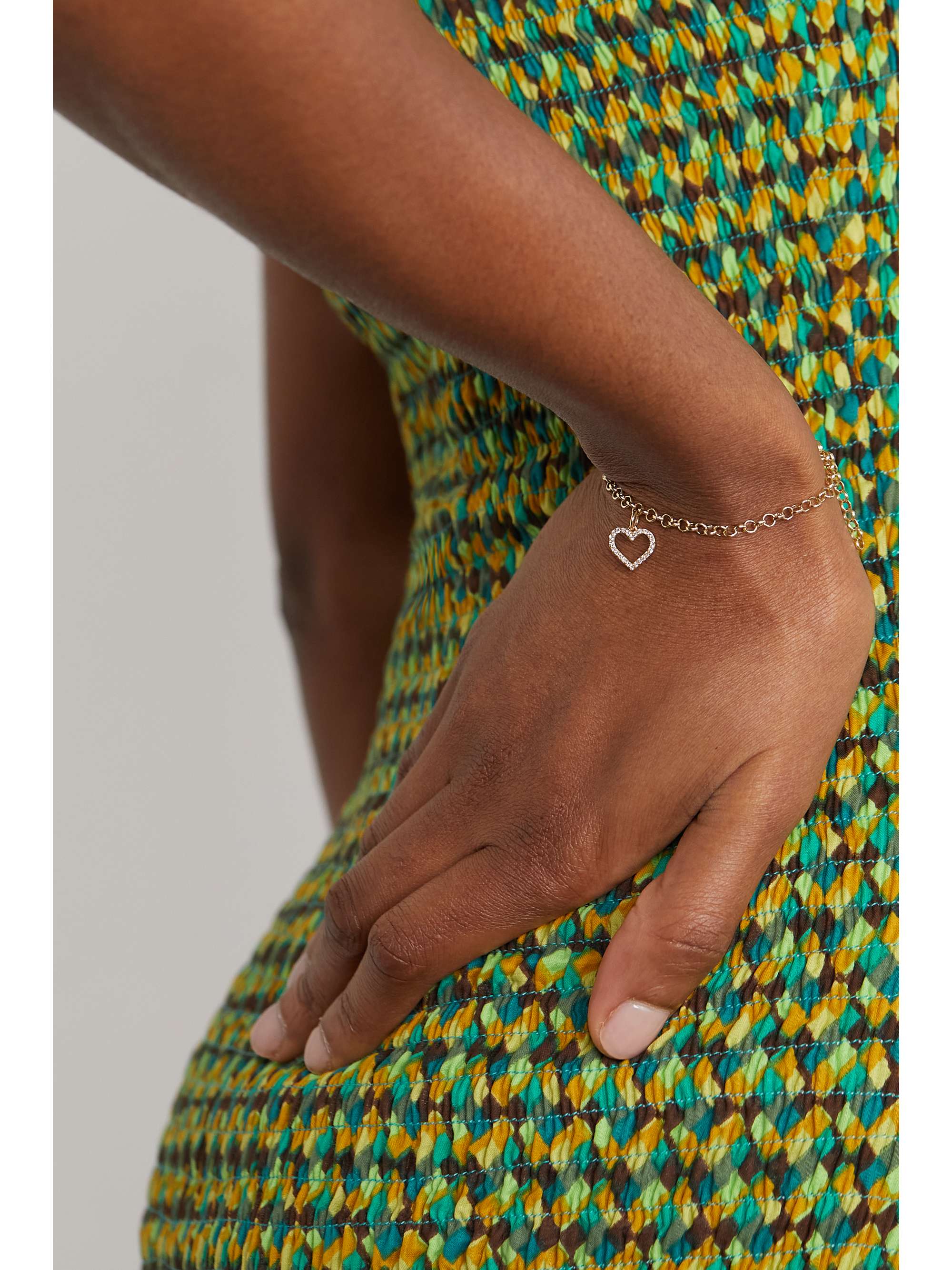 SYDNEY EVAN Open Heart 14-karat gold diamond bracelet