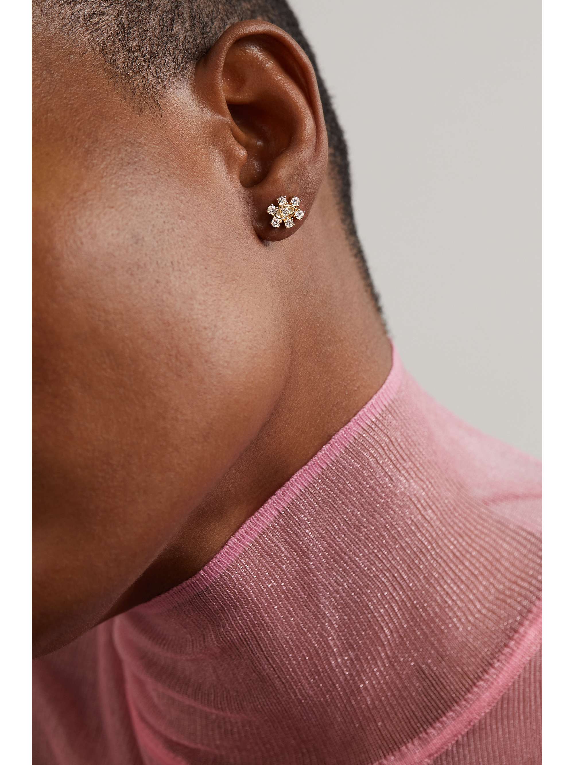 SYDNEY EVAN Eye Flower 14-karat gold diamond single earring